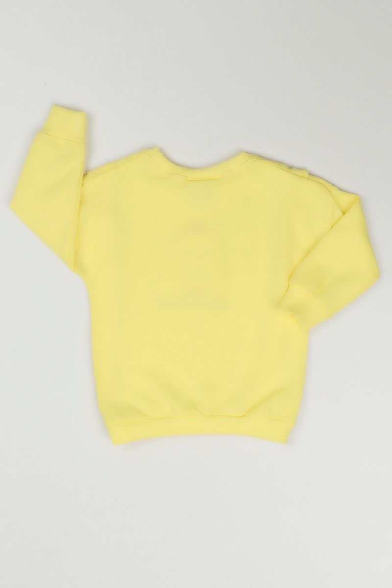 Sarı (1-4 Yaş) Penguen Baskılı Kız Çocuk Sweatshirt 85623