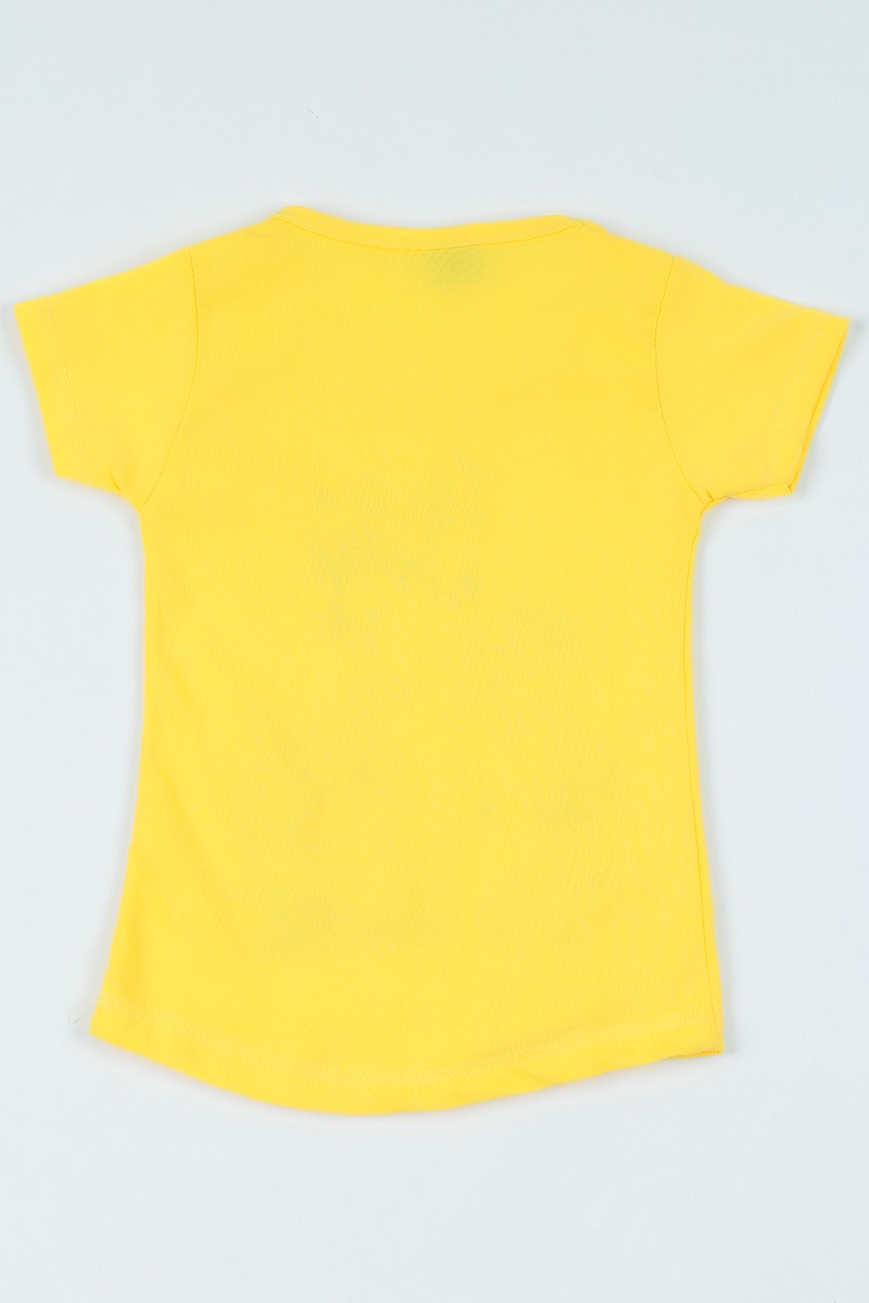 Sarı (1-6 yaş) Bisiklet Baskılı Kız Çocuk Tişört 107014
