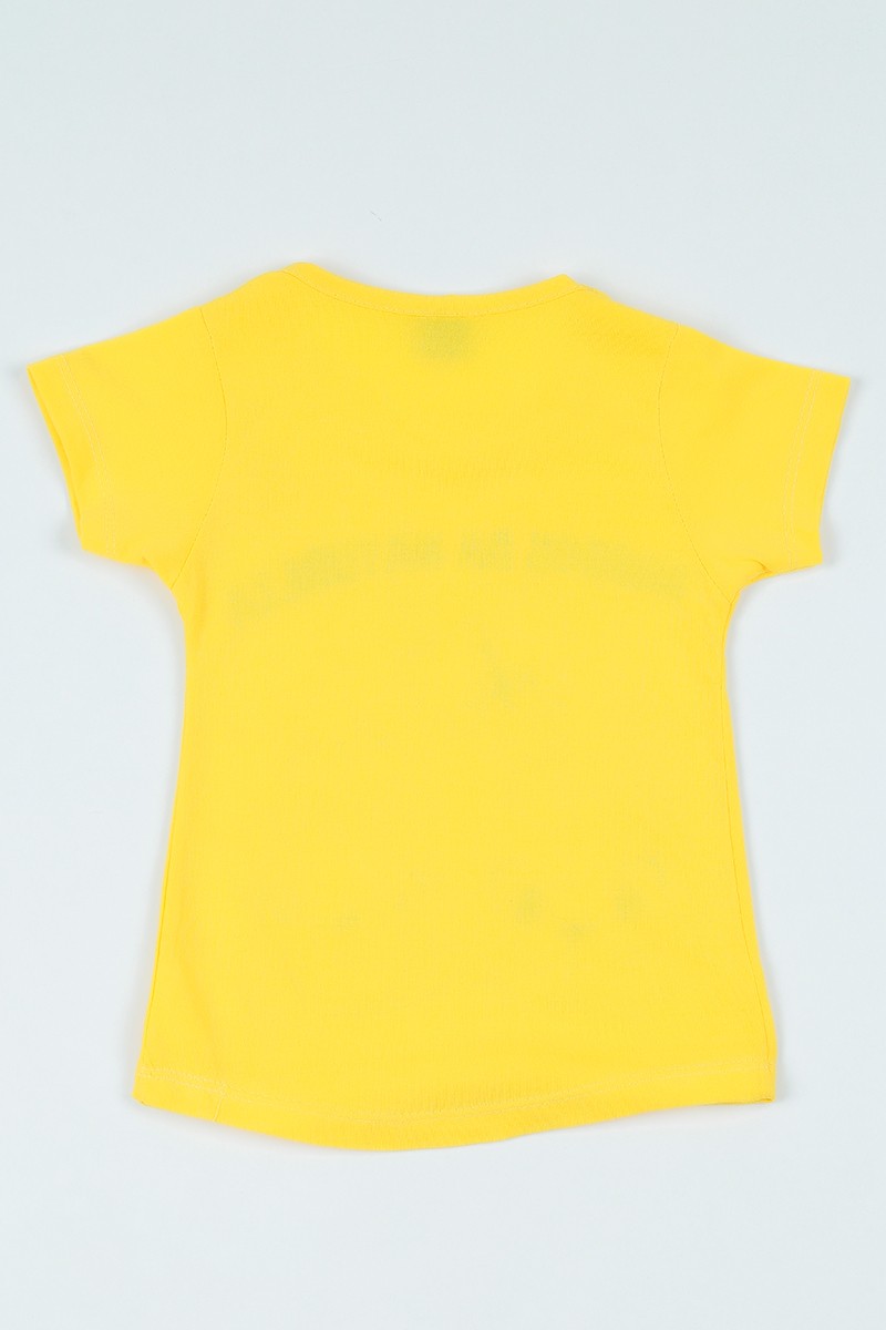 Sarı (1-6 yaş) Kelebek Baskılı Kız Çocuk Tişört 106949
