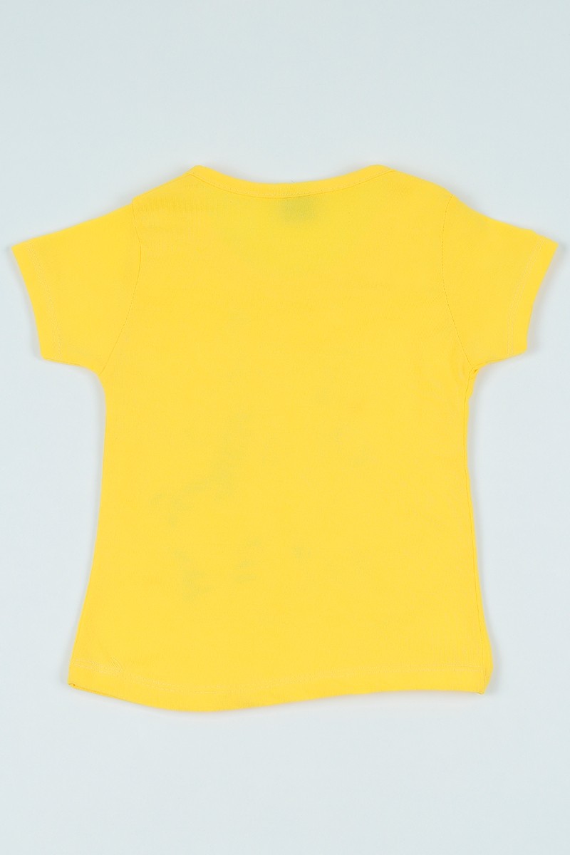 Sarı (1-6 yaş) Kız ve Aslan Baskılı Kız Çocuk Tişört 106856