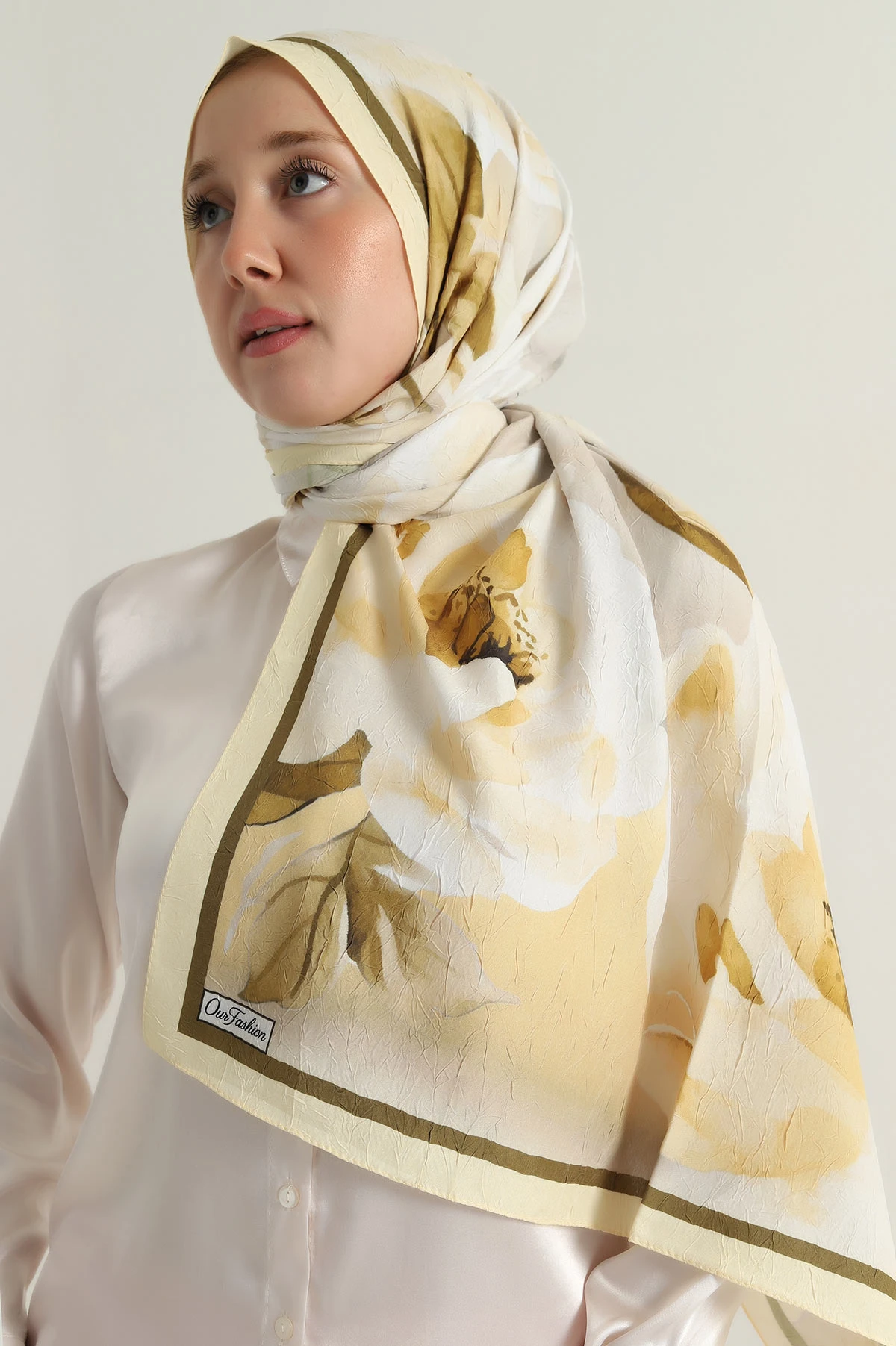 Sarı 180x75 Cm Our Fashion Dijital Baskılı Desenli Bambu Kraş Şal 396751