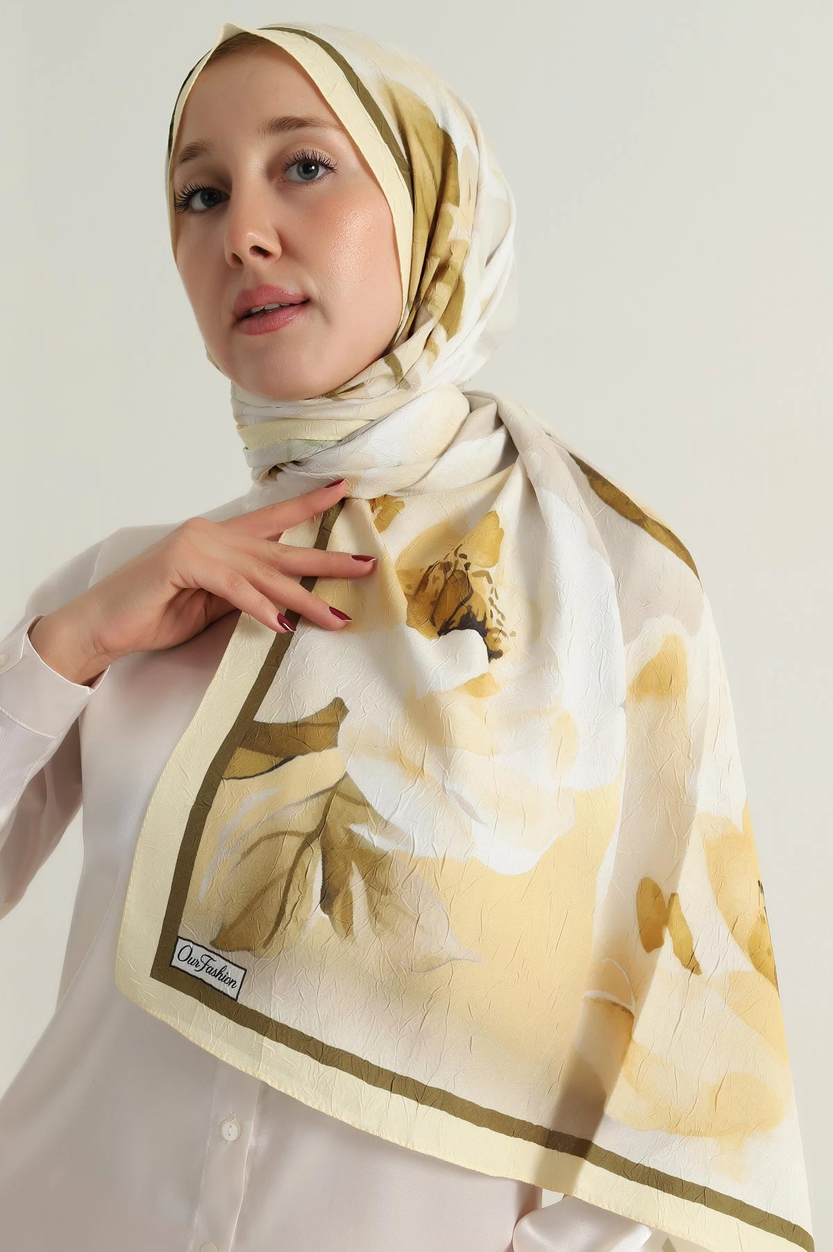 Sarı 180x75 Cm Our Fashion Dijital Baskılı Desenli Bambu Kraş Şal 396751
