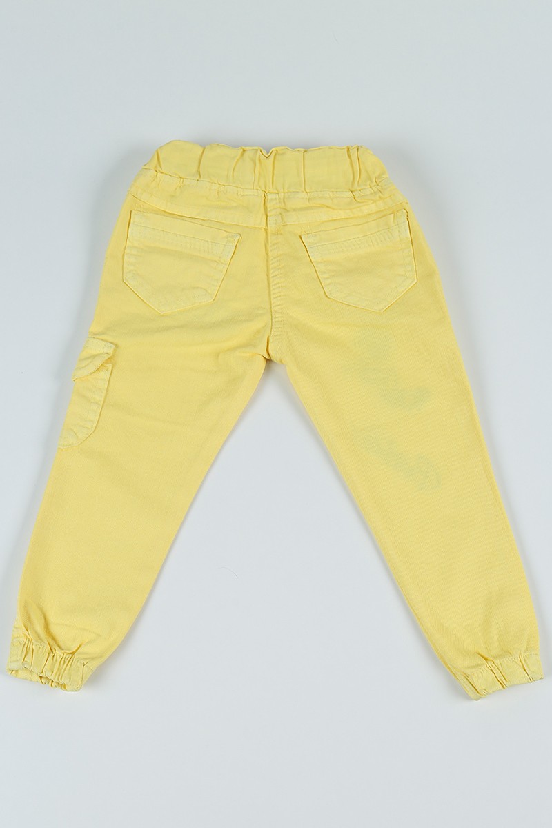 Sarı (2-5 Yaş) Barbie Baskılı Lastikli Kız Çocuk Kot Pantolon 91400