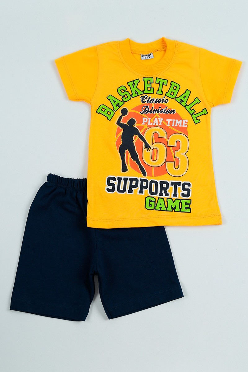 Sarı (2-5 Yaş) Basketbol Baskılı Erkek Çocuk Şortlu Takım 97667
