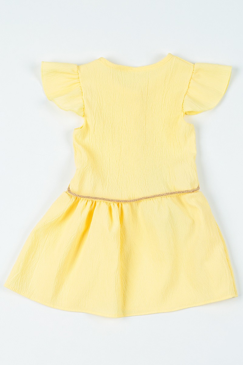 Sarı (2-5 Yaş) Kemerli Kız Çocuk Elbise 108674