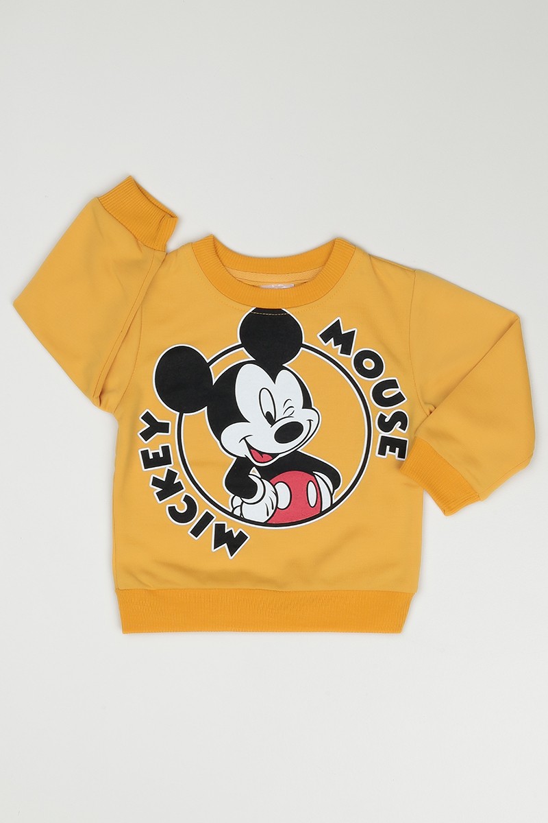Sarı (2-5 Yaş) Mickey Mouse Baskılı Erkek Çocuk Sweatshirt 90262