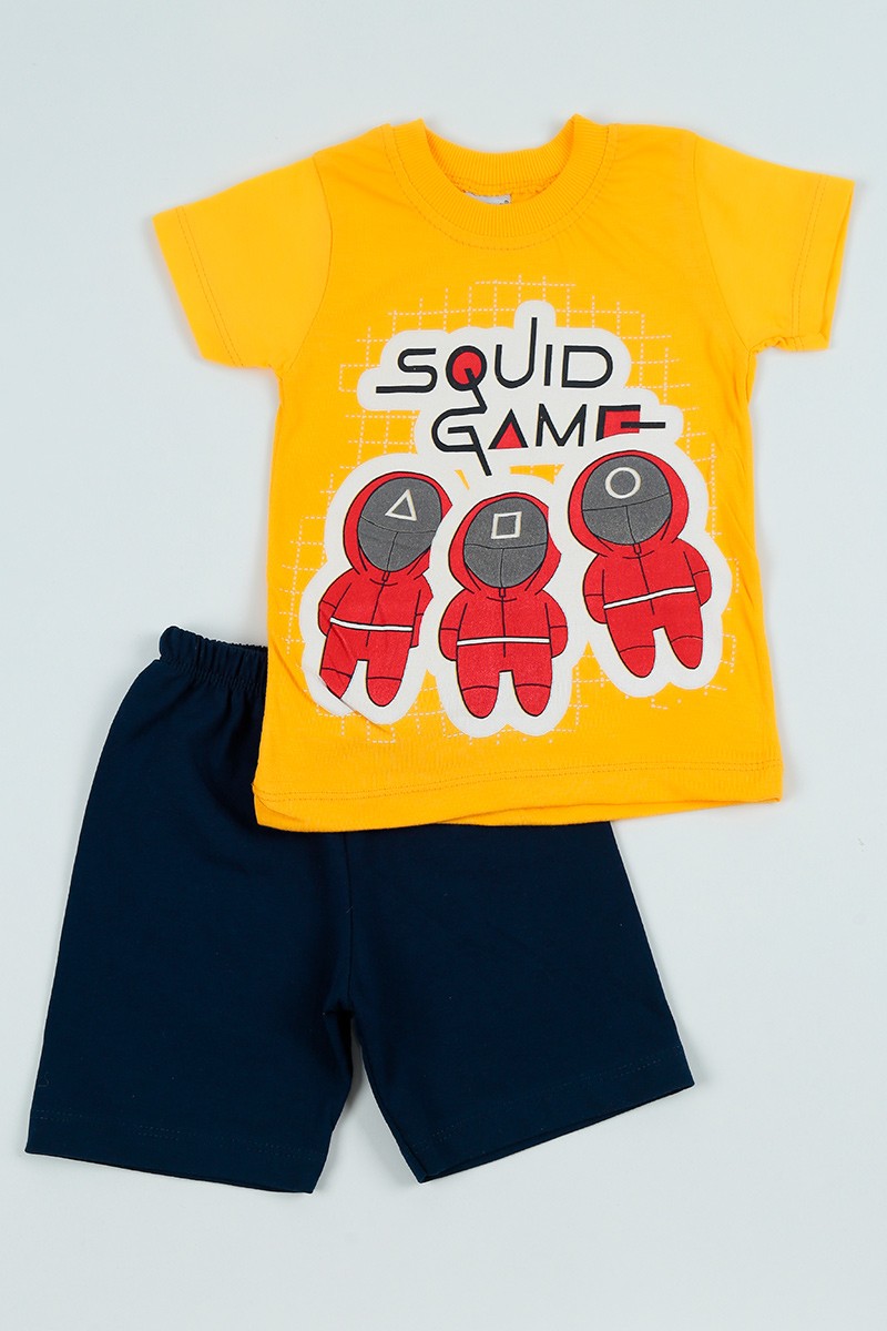Sarı (2-5 Yaş) Squid Game Baskılı Erkek Çocuk Şortlu Takım 97566