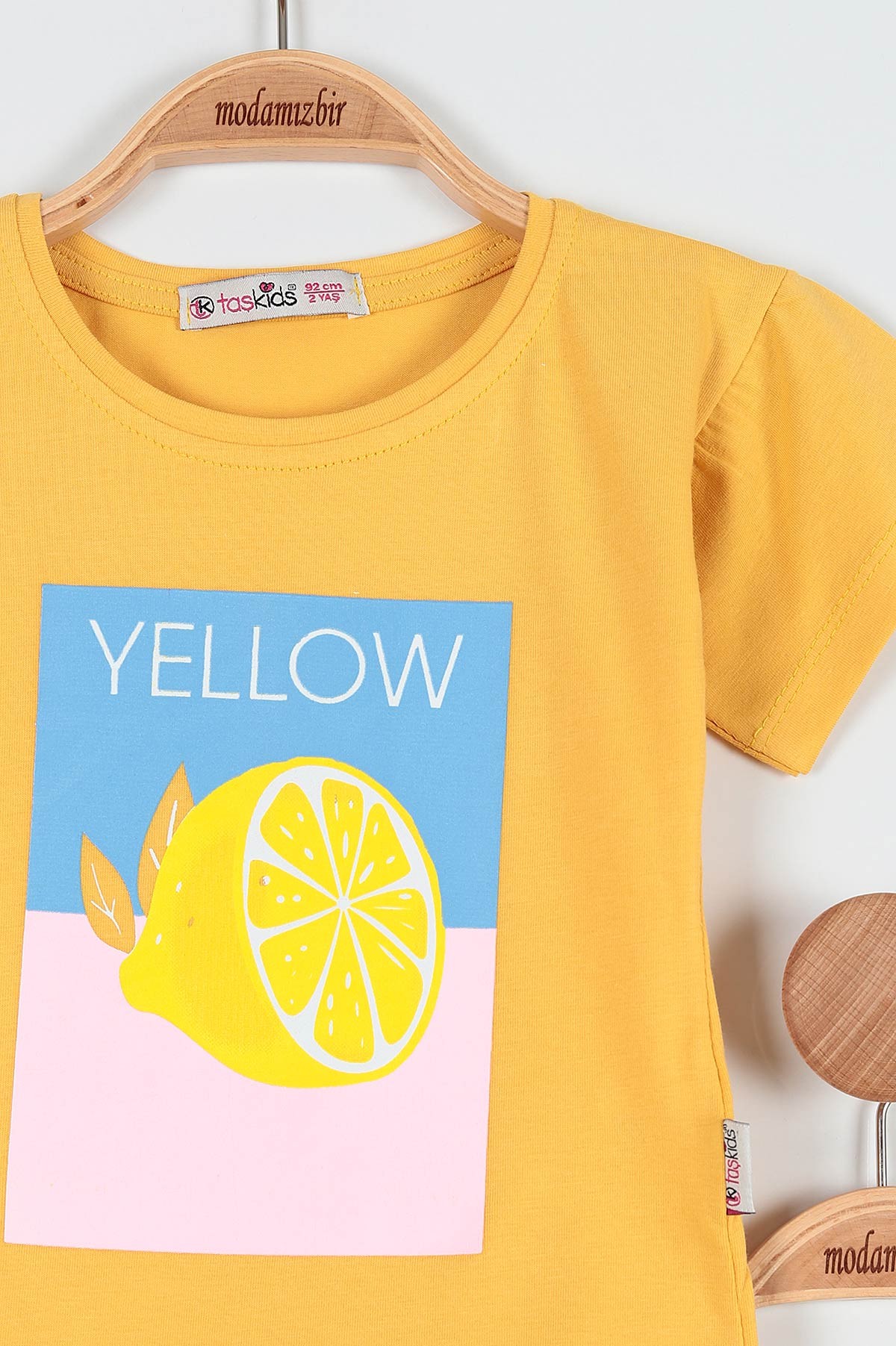 Sarı (2-5 Yaş) Yellow Limon Baskılı Taytlı Kız Çocuk Takım 190942
