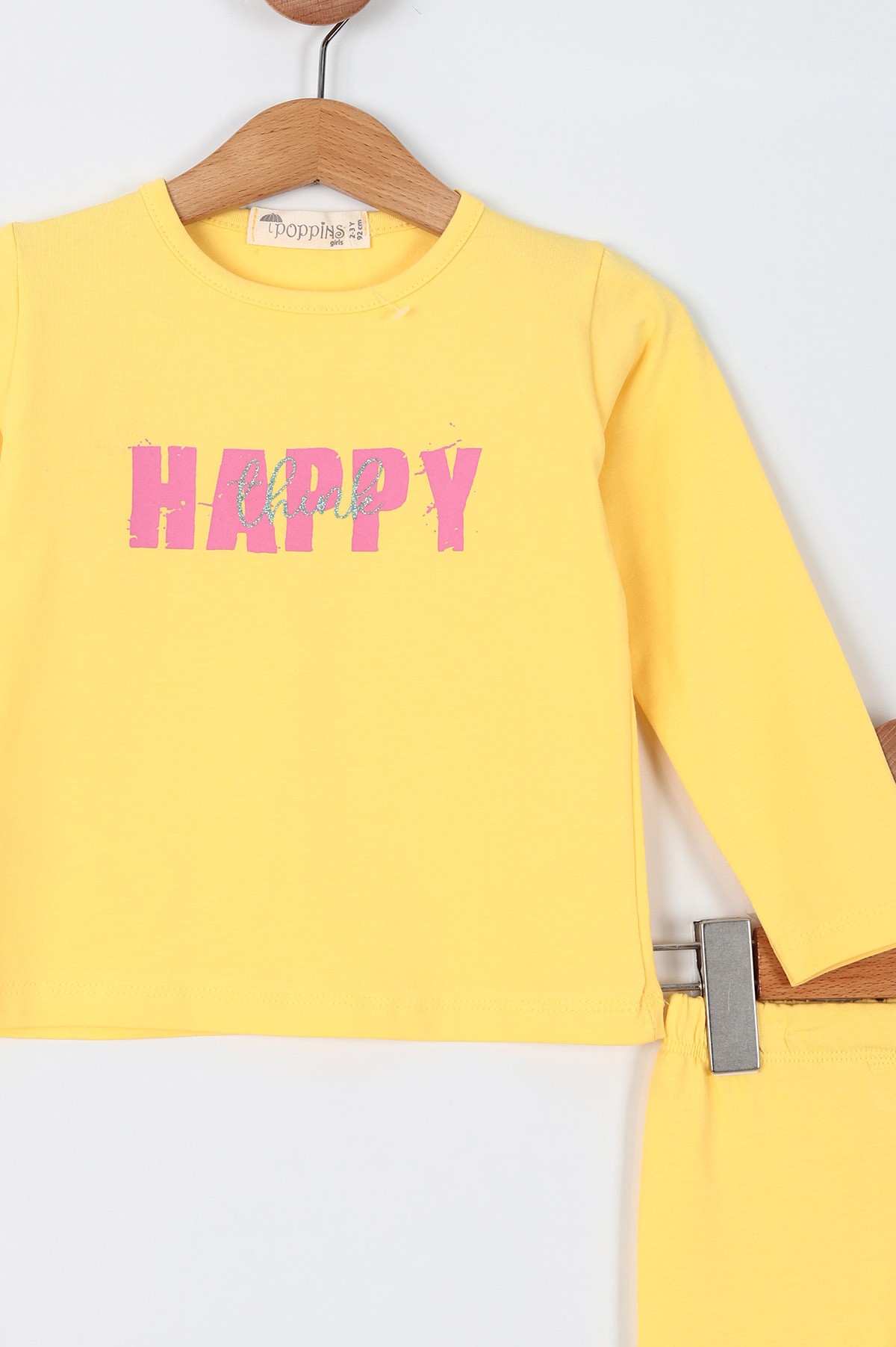 Sarı (2-5 Yaş)Happy Baskılı Taytlı Kız Çocuk Takım 199642