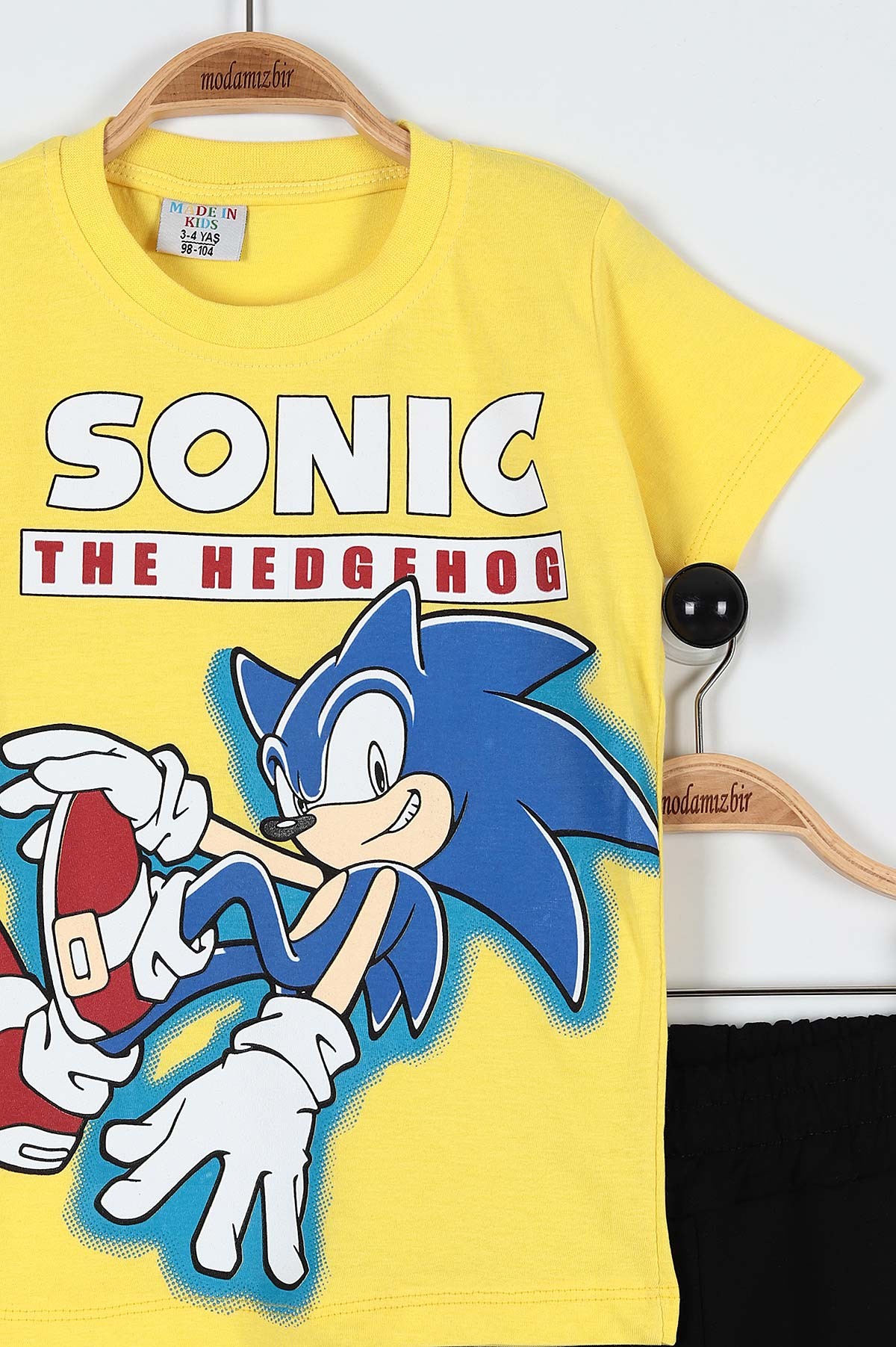 Sarı (3-10 Yaş) Sonic Baskılı Şortlu Erkek Çocuk Takım 184499
