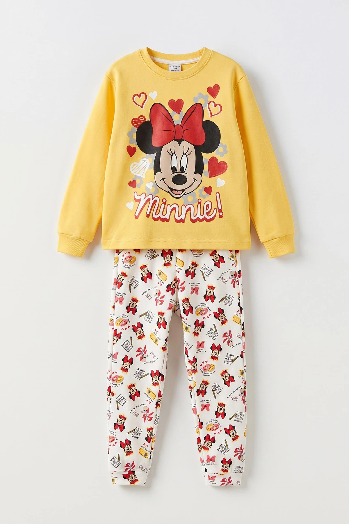 Sarı (3-10 Yaş)Karakter Baskılı Kız Çocuk Pijama Takımı 476906
