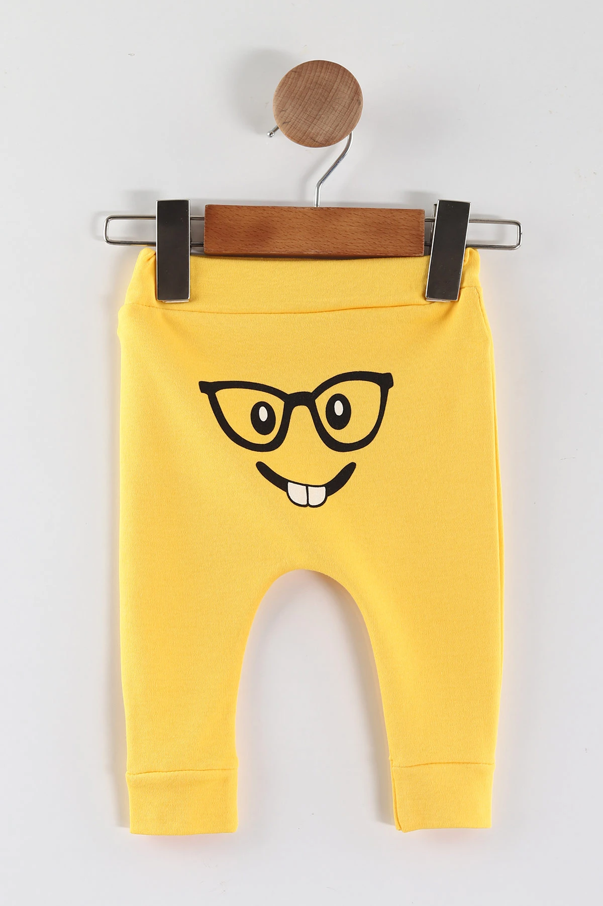 Sarı (3-12 Ay)Emoji Baskılı Manşetli Unısex Tek Alt 452182