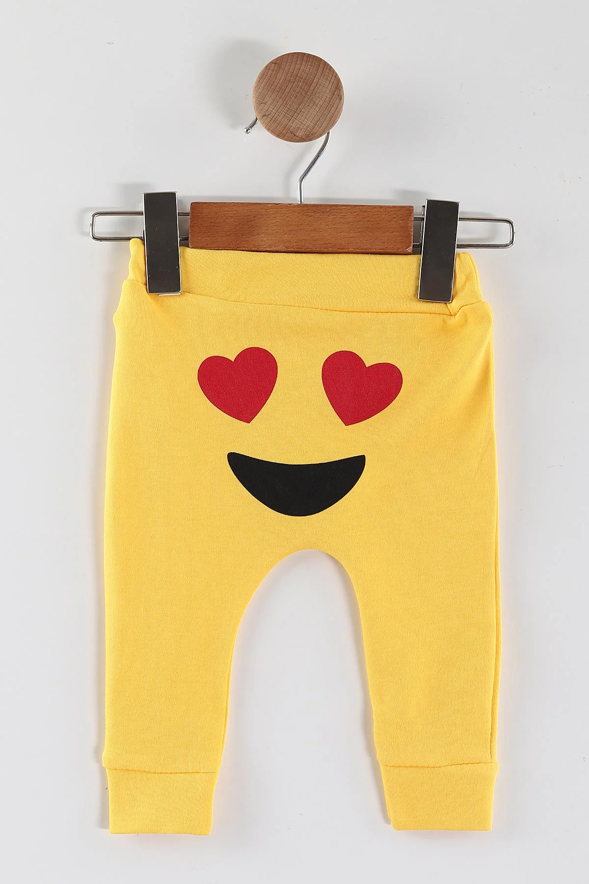 Sarı (3-12 Ay)Emoji Baskılı Manşetli Unısex Tek Alt 452183
