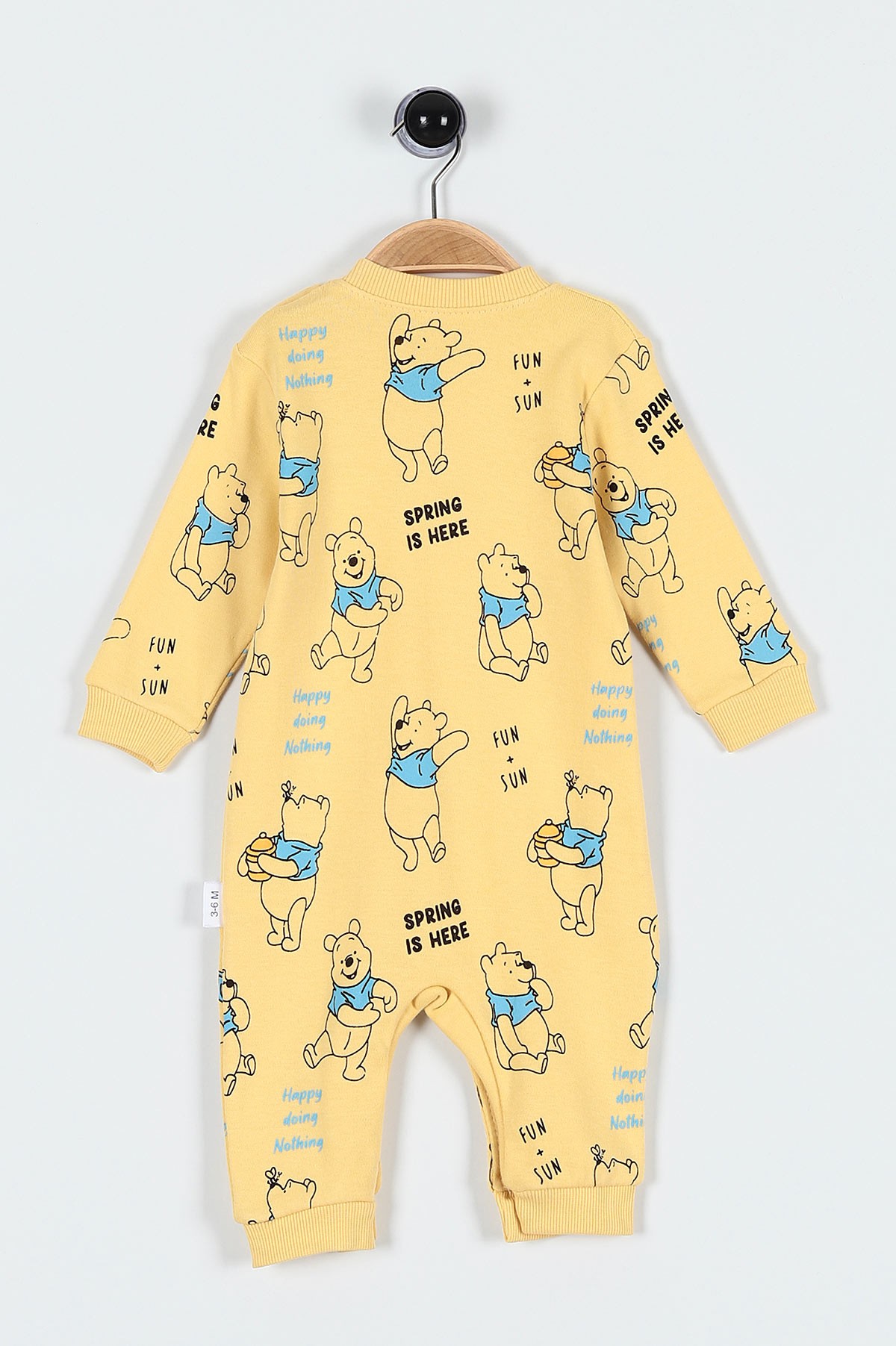 Sarı (3-15 Ay) Ballı Ayı Baskılı Erkek Bebe Tulum 183895