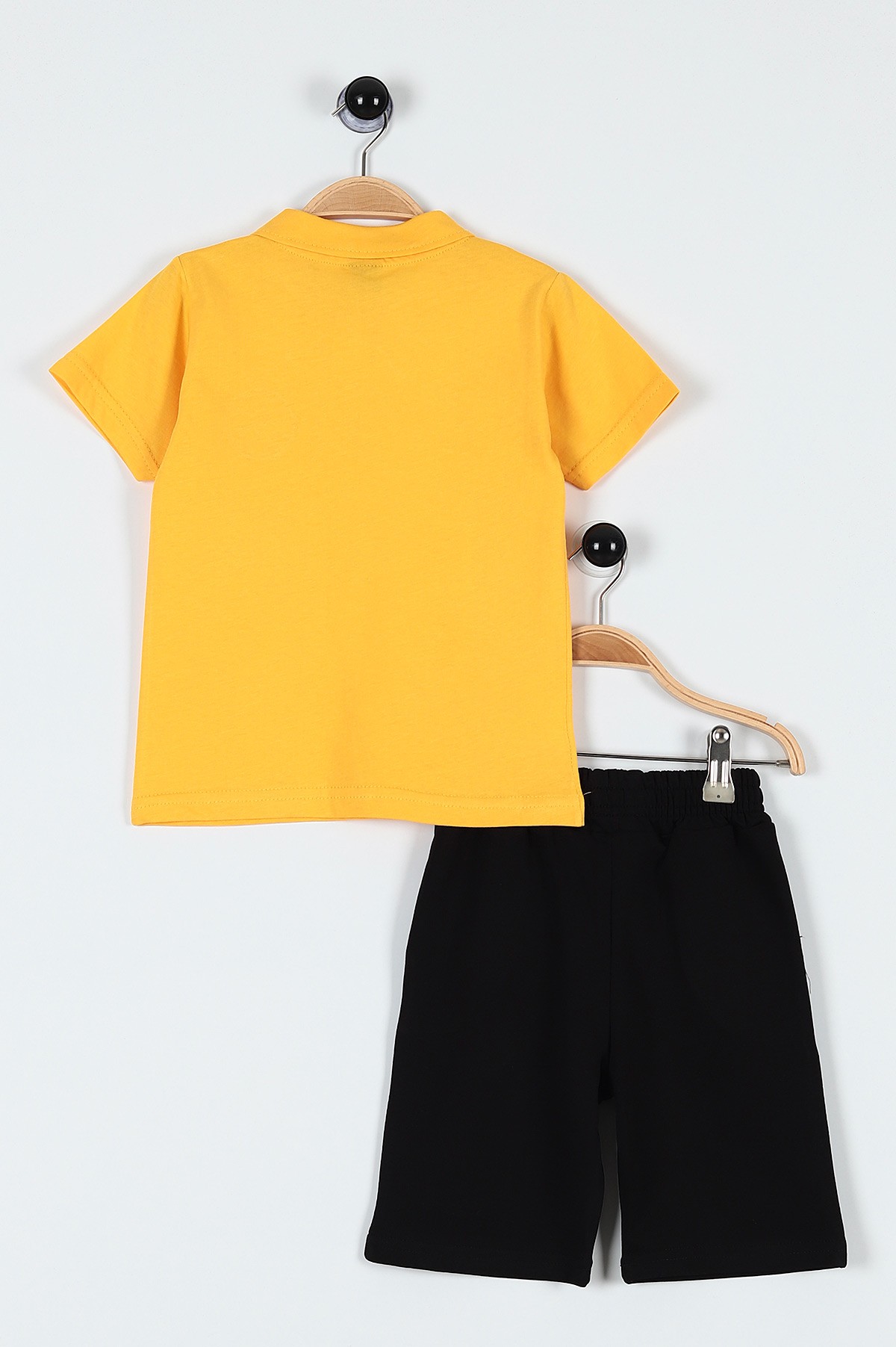 Sarı (3-6 Yaş) New Duds Nakışlı Yakalı Düğme Detaylı Erkek Bebe Takım 183593
