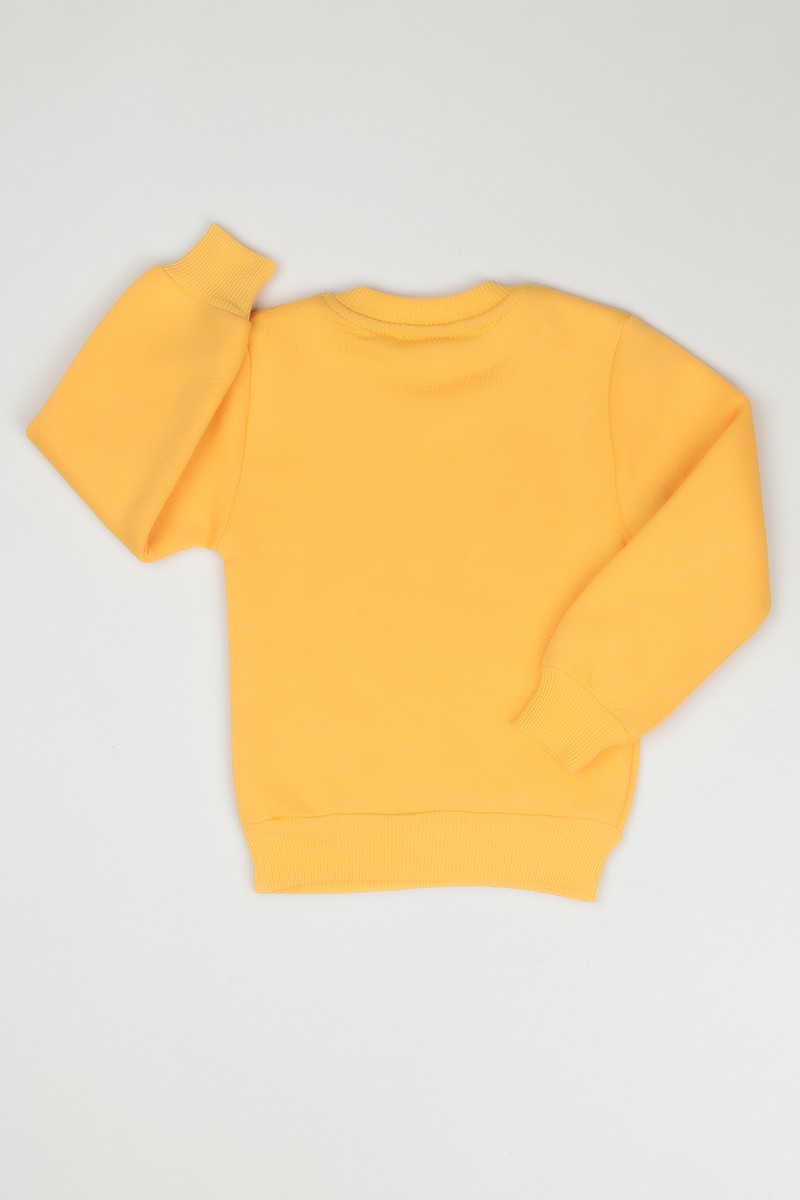 Sarı (3-7 Yaş) Baskılı İçi Şardonlu Kız Çocuk SweatShirt 90344