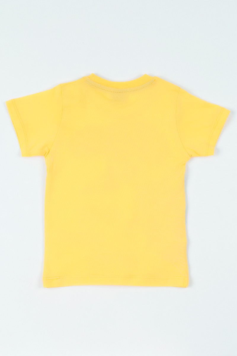 Sarı (3-7 Yaş) Dinozor Baskılı Erkek Çocuk Tişört 108236