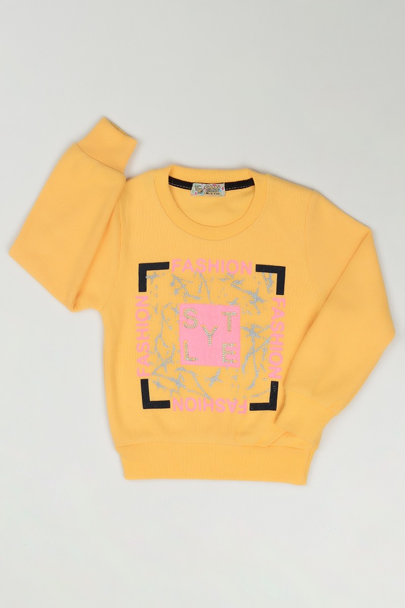 Sarı (3-7 Yaş) Fashion Baskılı Kız Çocuk Sweatshirt 84807