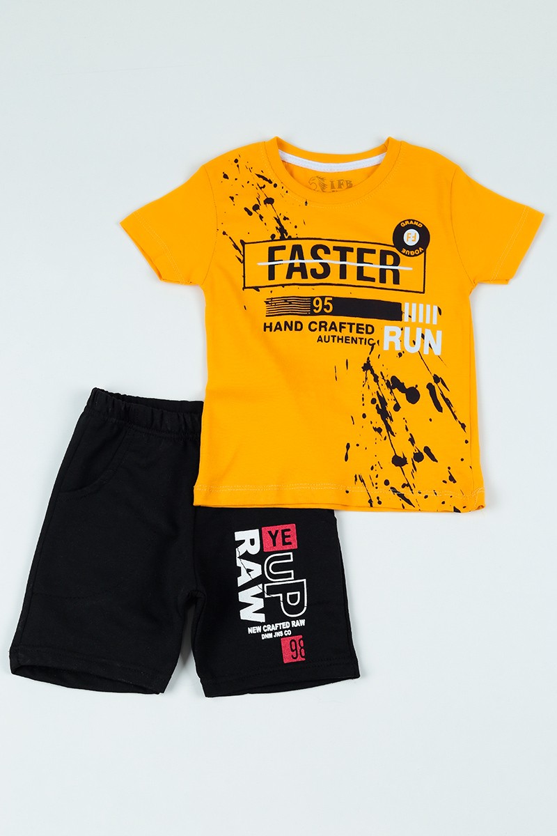 Sarı (3-7 yaş) Faster Run Baskılı Erkek Çocuk Takım 106083