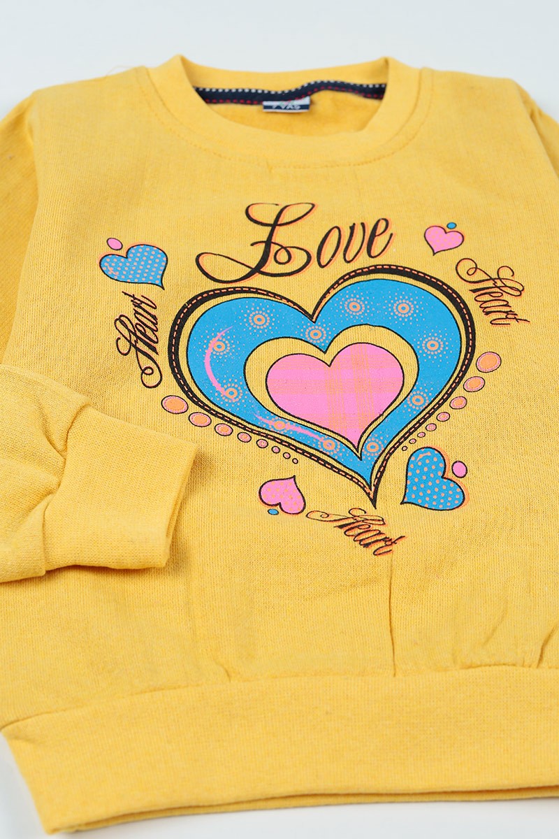 Sarı (3-7 Yaş) Love Baskılı Kız Çocuk Sweatshirt 92594