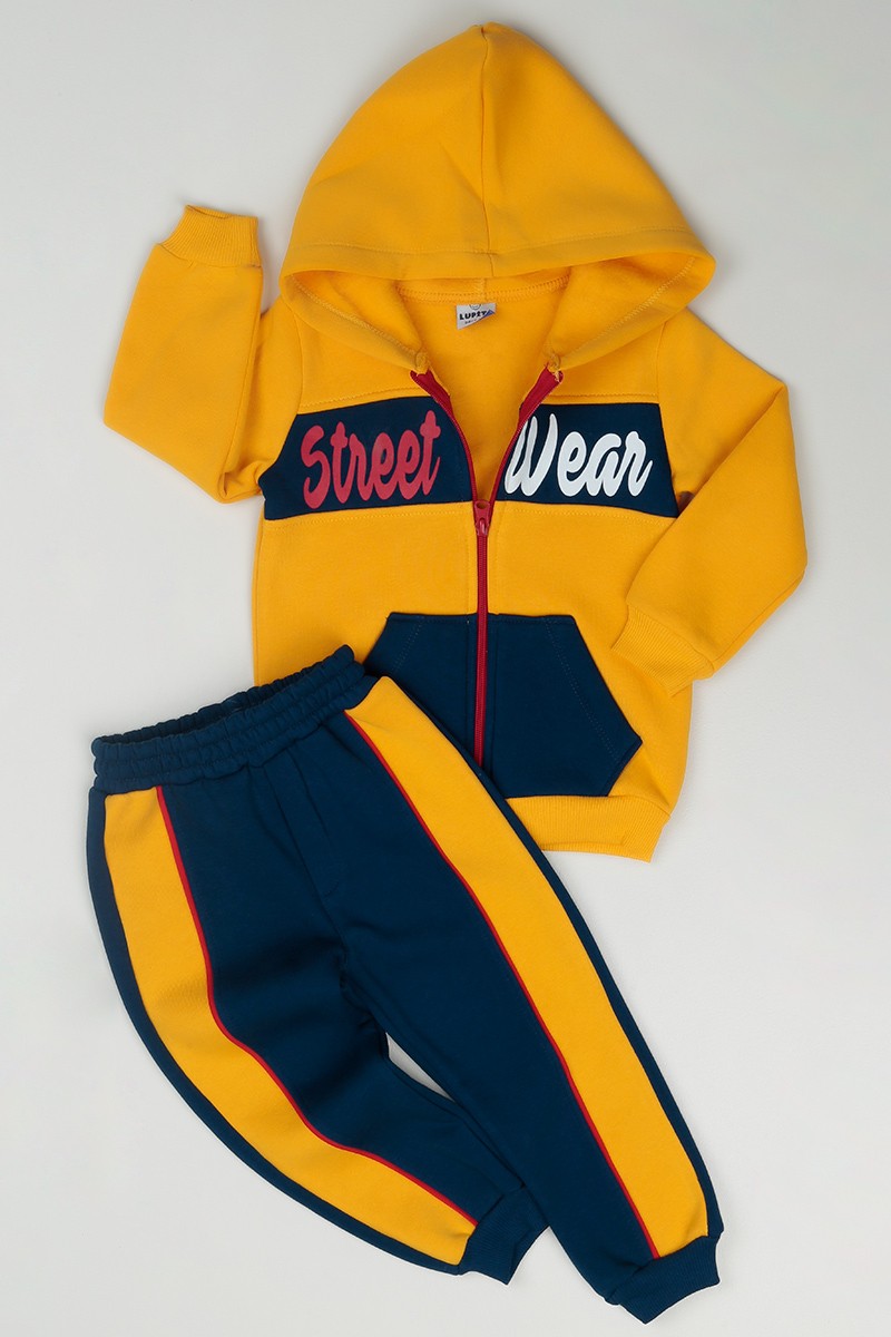 Sarı (3-7 Yaş) Street Wear Baskılı Erkek Çocuk Takım 85007