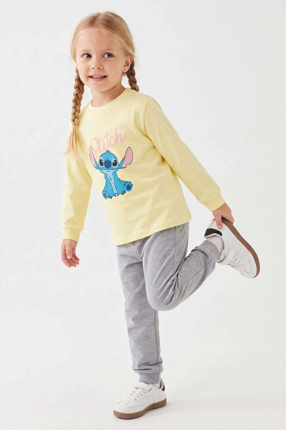 Sarı (3-8 Yaş) Karakter Baskılı İnterlok Kumaş Kız Çocuk Pijama Takım 491059