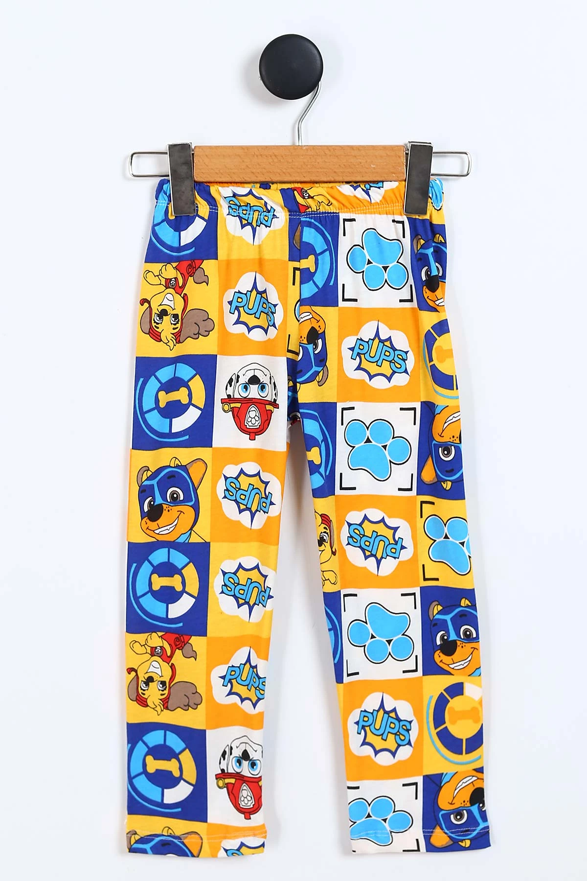 Sarı (3-8 Yaş)Pati Baskılı Ön Düğmeli Erkek Çocuk Pijama Takım 337872