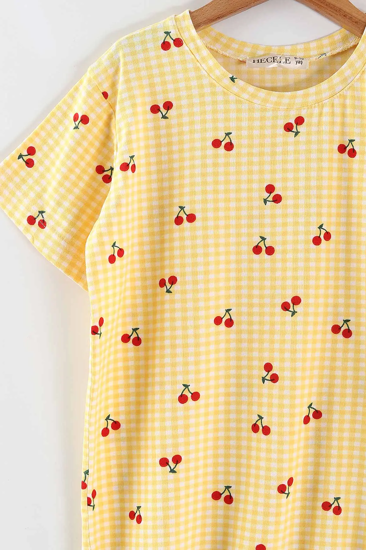 Sarı (4-16 Yaş)Kiraz Desenli Kız Çocuk Pijama Takım 466322