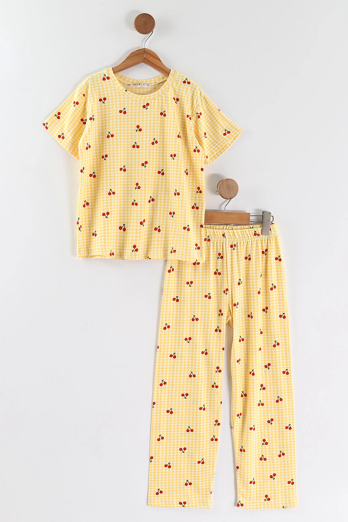 Sarı (4-16 Yaş)Kiraz Desenli Kız Çocuk Pijama Takım 466322