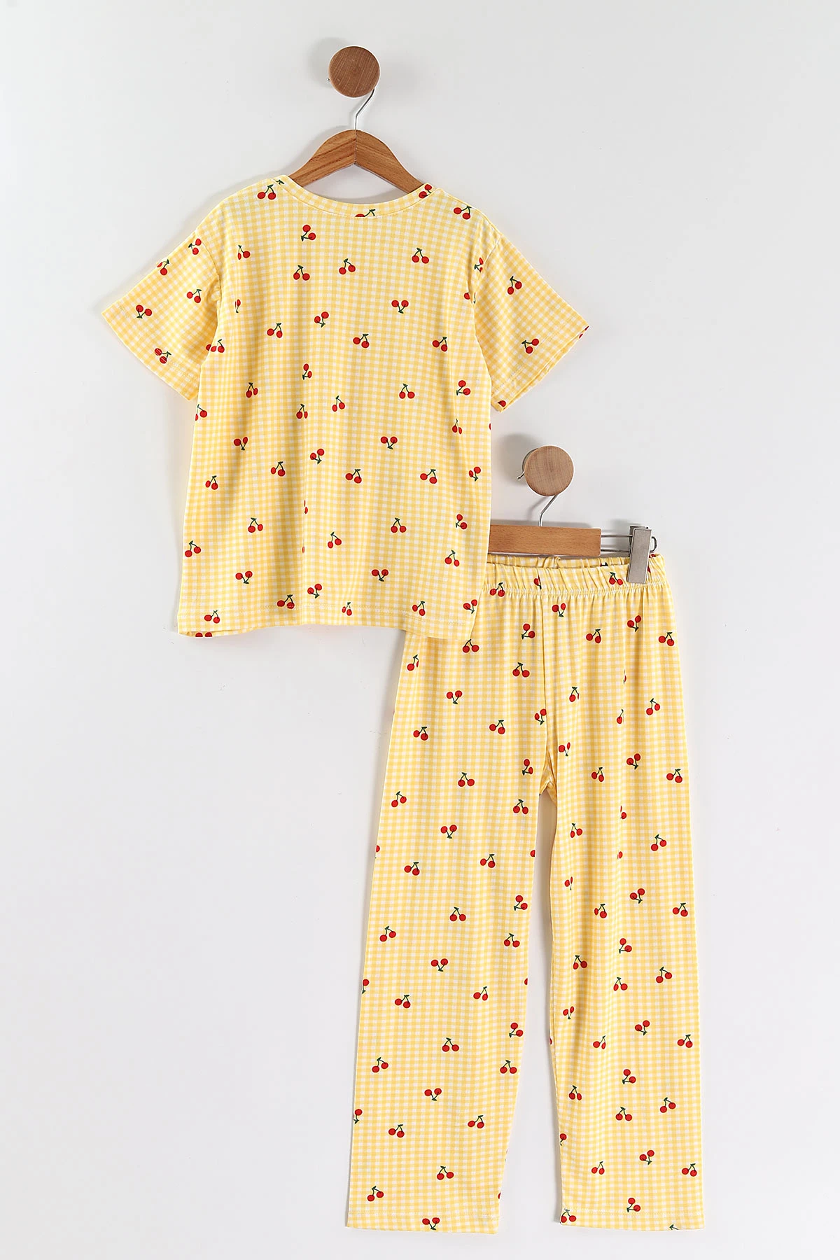 Sarı (4-16 Yaş)Kiraz Desenli Kız Çocuk Pijama Takım 466322