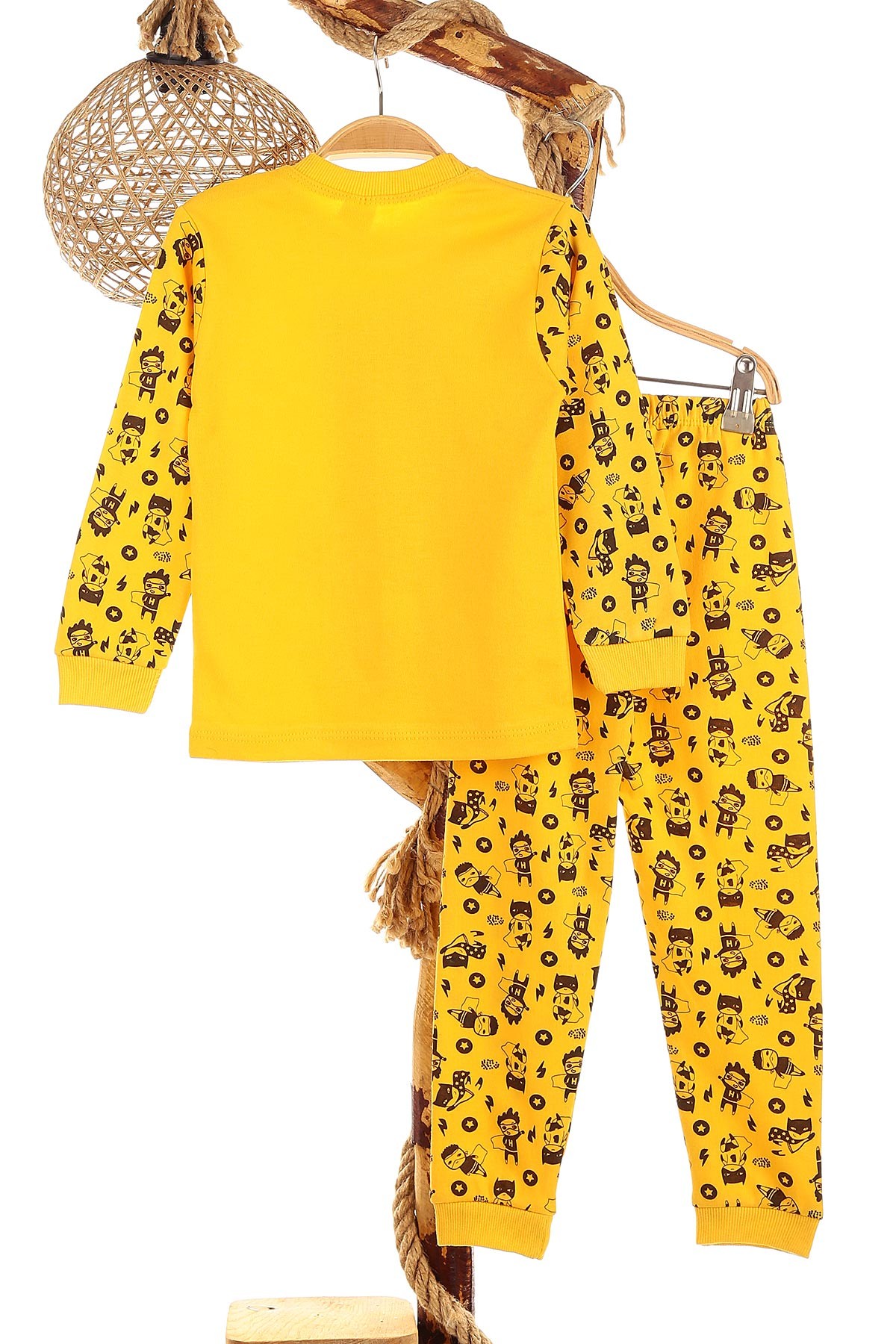 Sarı (4-6 Yaş) Lol Kahraman Baskılı Erkek Çocuk Pijama Takım 150870