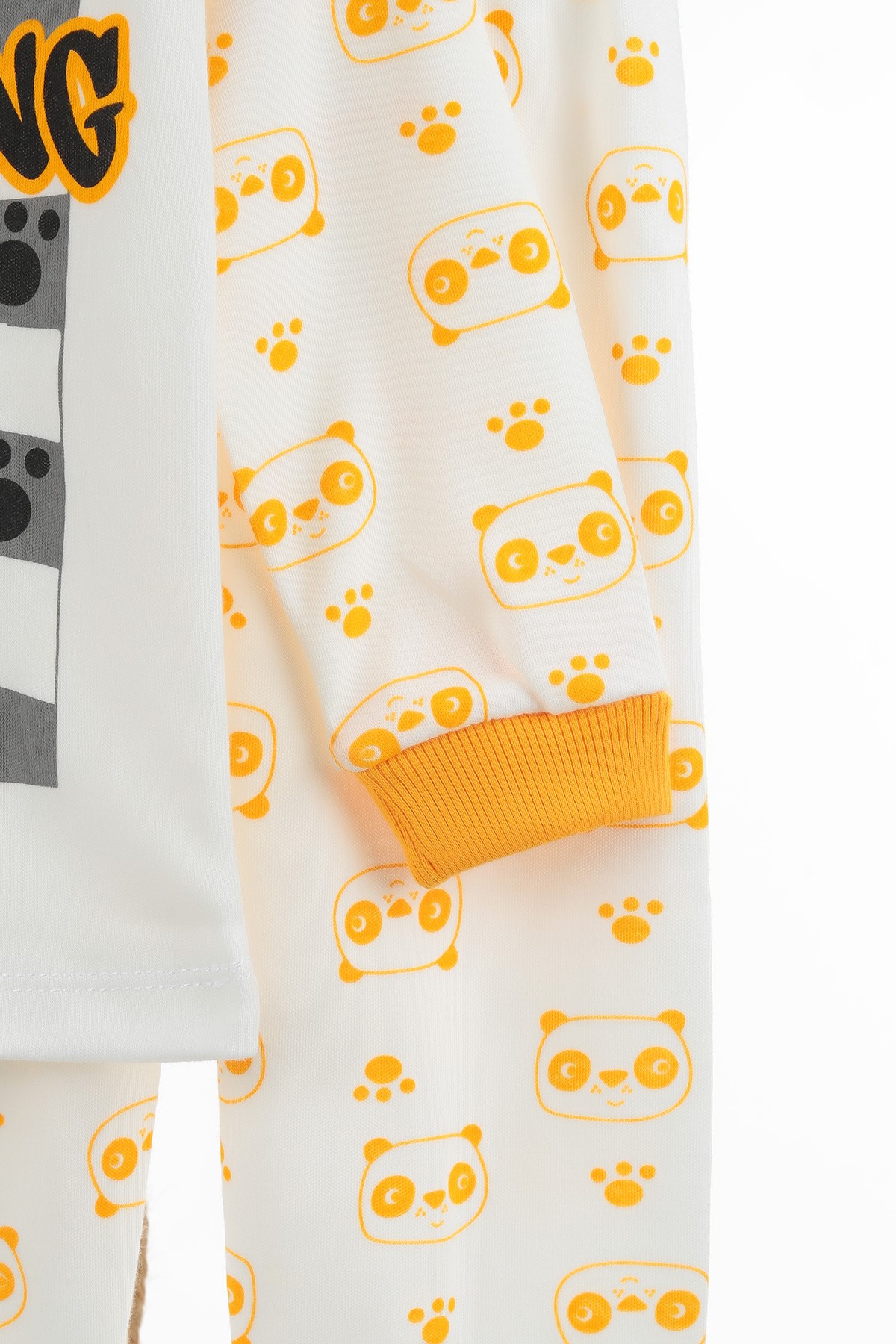 Sarı (4-6 Yaş) Sevimli Panda Baskılı Erkek Çocuk Pijama Takım 137327