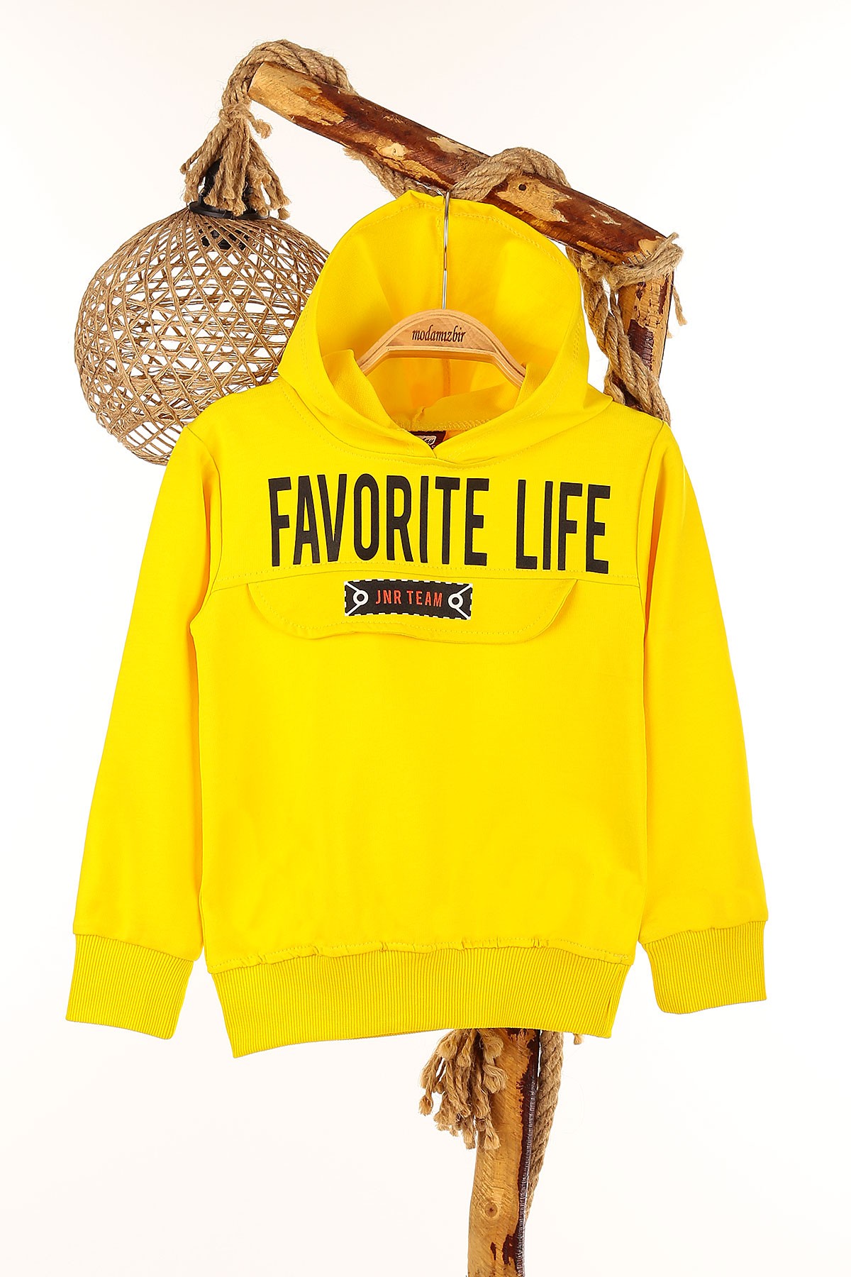 Sarı (5-8 Yaş) Favorıte Life Kapşonlu Erkek Çocuk Sweat 148959