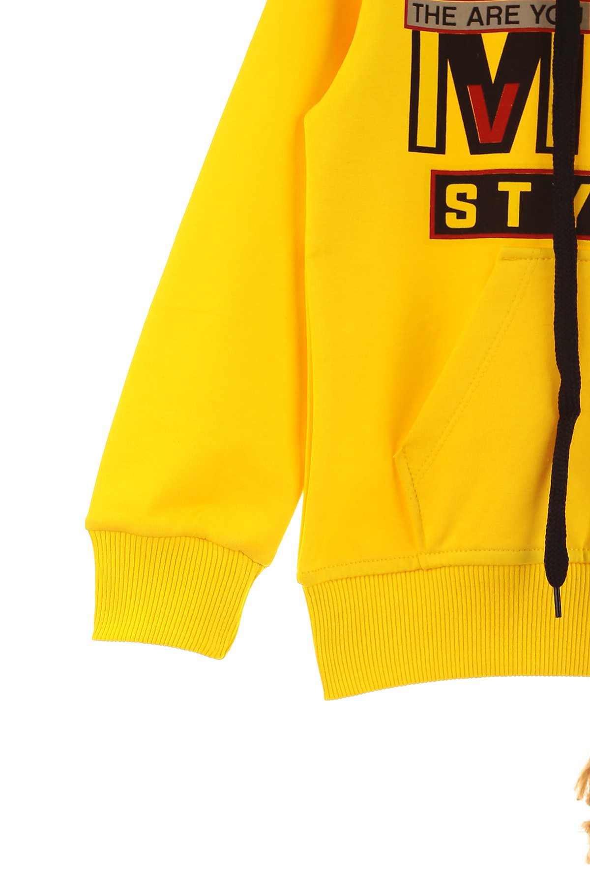 Sarı (5-8 Yaş) Make Baskılı Kapüşonlu Erkek Çocuk Sweat 152693
