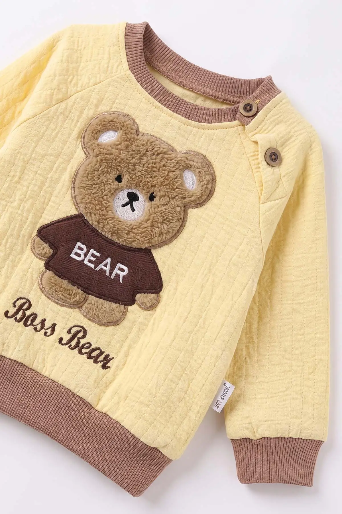 Sarı (6-24 Ay) Bear Nakışlı 2 İp Erkek Bebek Mevsimlik Takım 493753