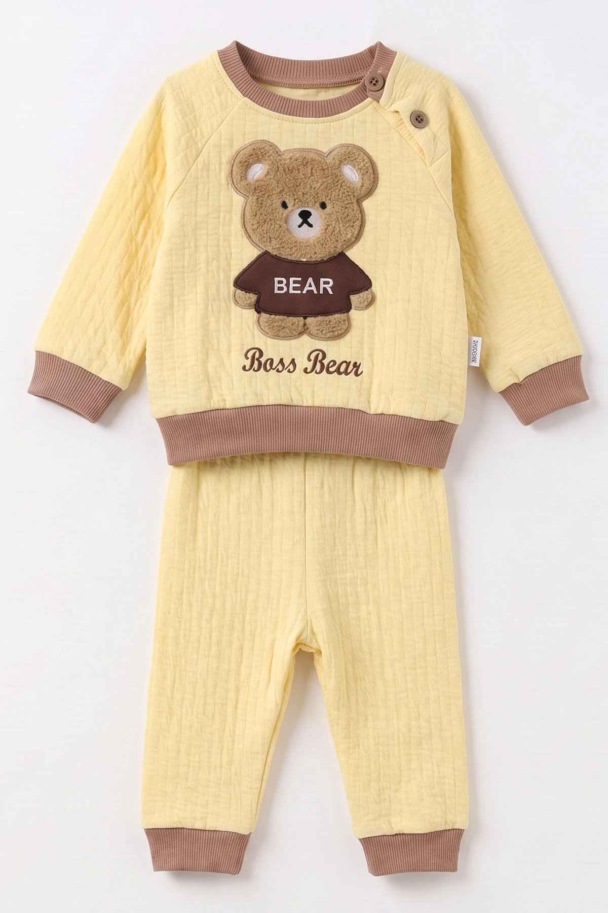 Sarı (6-24 Ay) Bear Nakışlı 2 İp Erkek Bebek Mevsimlik Takım 493753