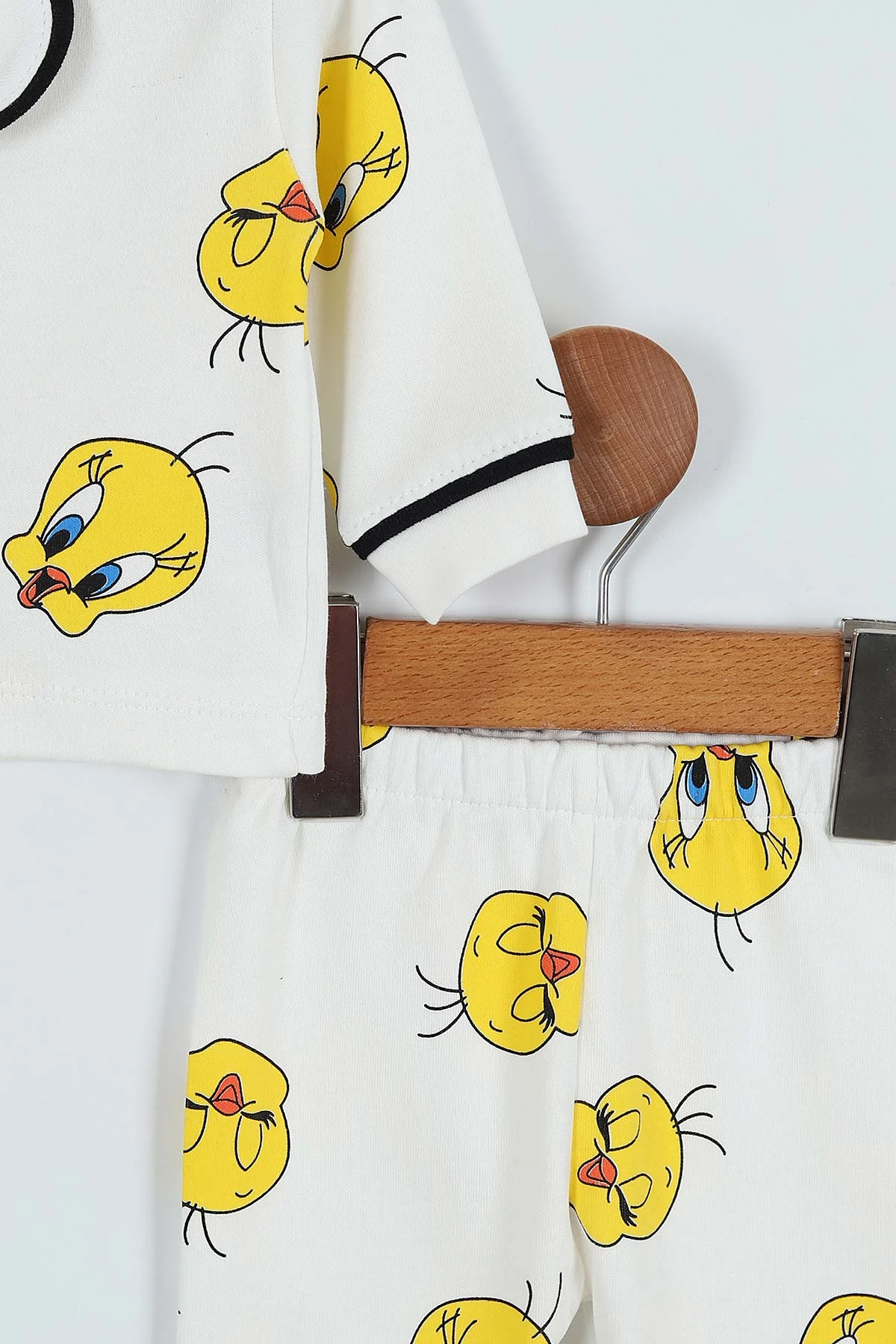 Sarı (6-24 Ay ) Civciv Baskılı Düğme Detaylı Bebe Pijama Takım 251325