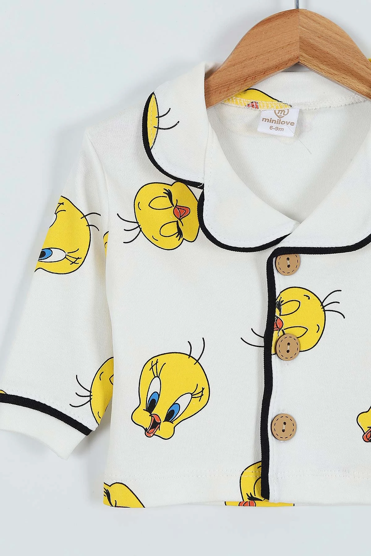 Sarı (6-24 Ay ) Civciv Baskılı Düğme Detaylı Bebe Pijama Takım 251325