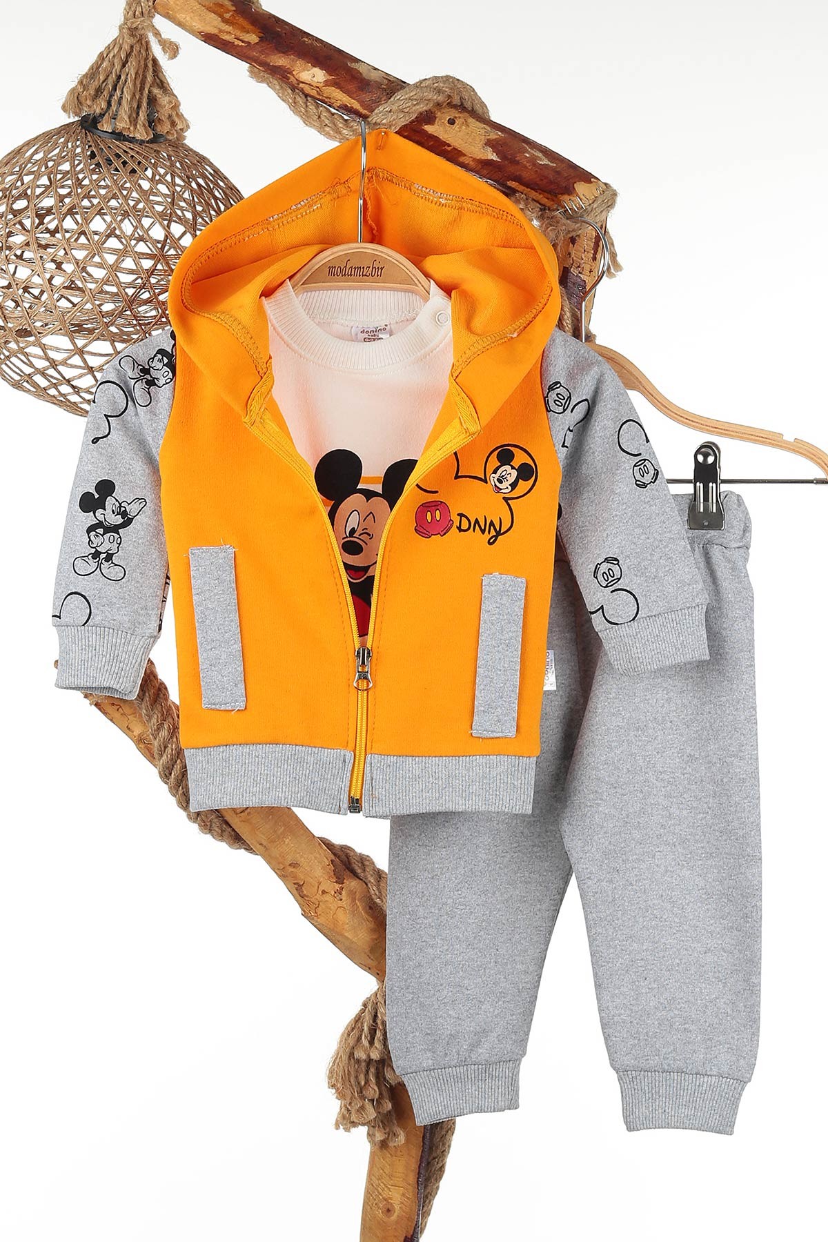 Sarı (6-24 Ay) Mickey Baskılı Üçlü Erkek Takım 143585