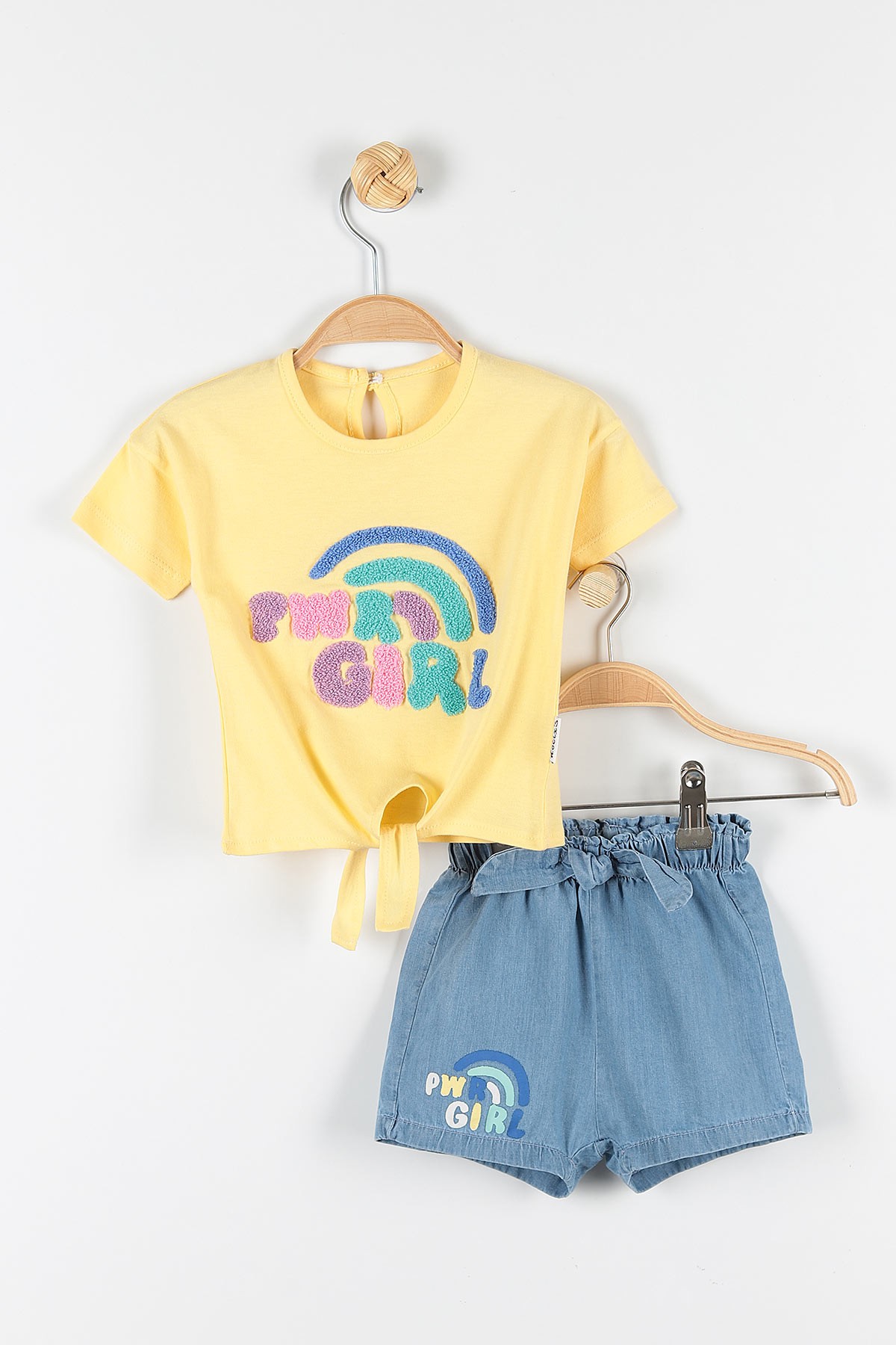 Sarı (6-24 Ay) Pwr Girl Gökkuşağı Nakışlı Kız Çocuk Takım 171823