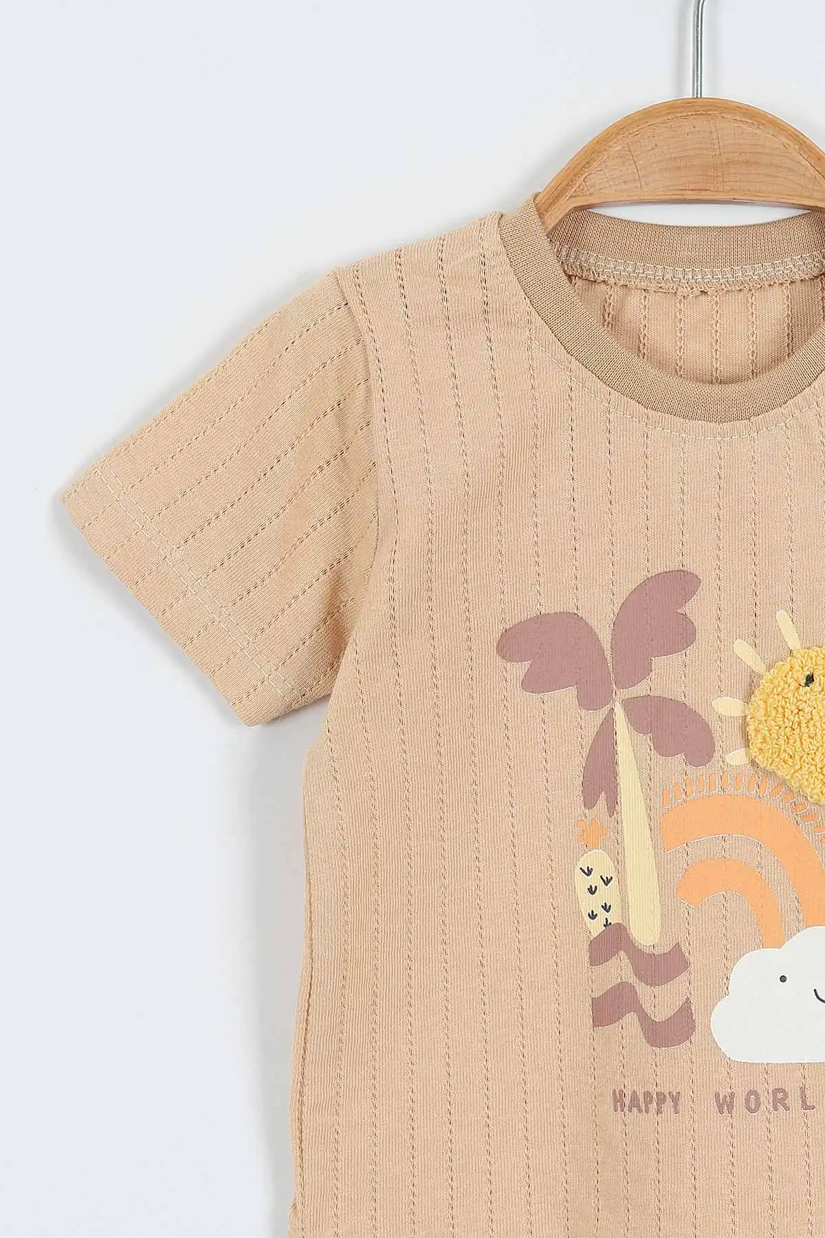 Sarı (6-24 Ay)Baskılı Güneş Süzeneli Şortlu Erkek Bebek Takım 357071