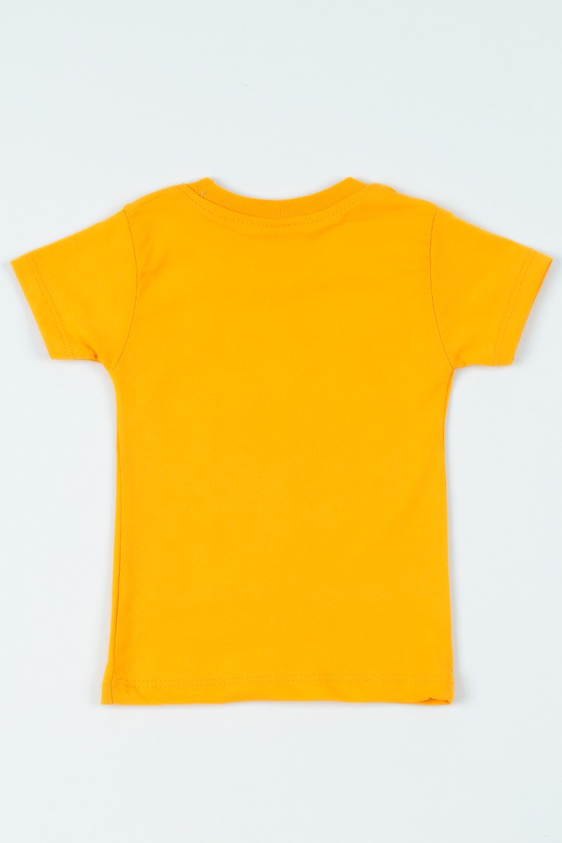 Sarı (7-12 Yaş) Dinazor Baskılı Erkek Çocuk Tişört 108283