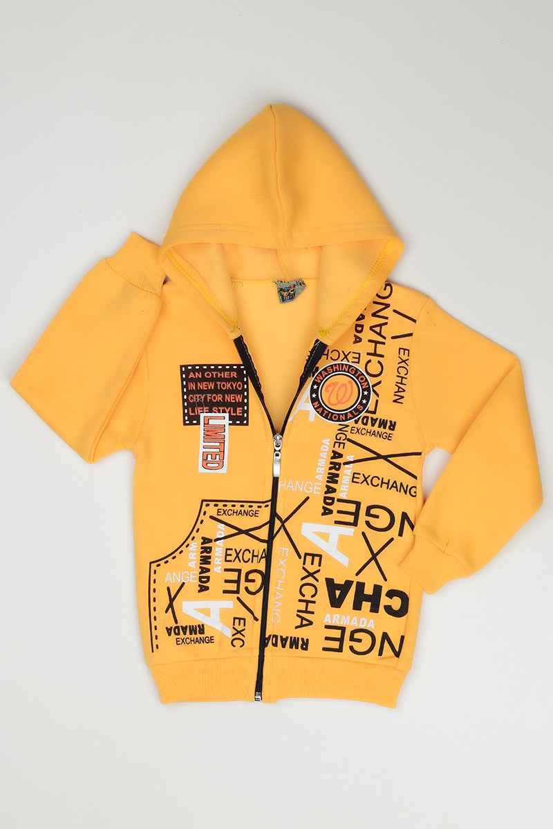 Sarı (7 Yaş) Limited Baskılı Erkek Çocuk Hırka Sweatshirt 90936