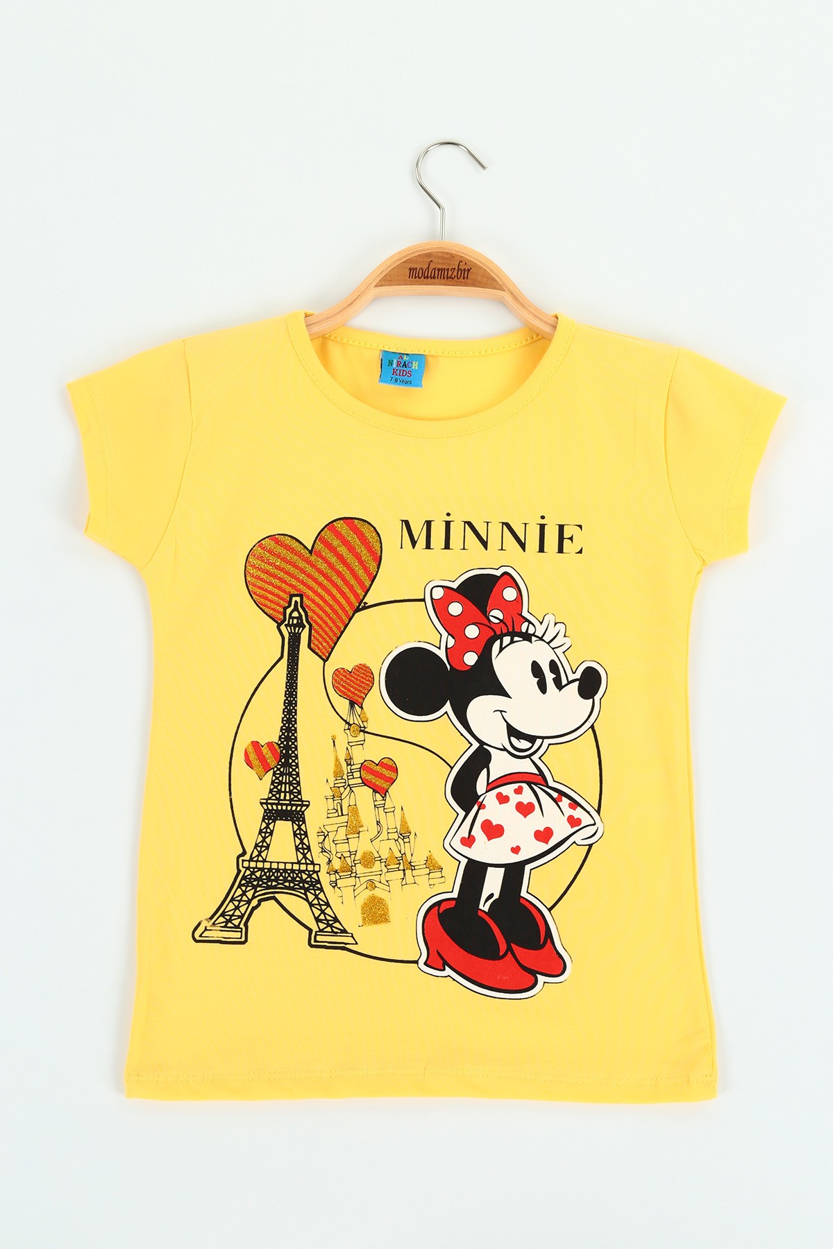 Sarı (8-12) Minnie Baskılı Kız Çocuk Tişört 121276