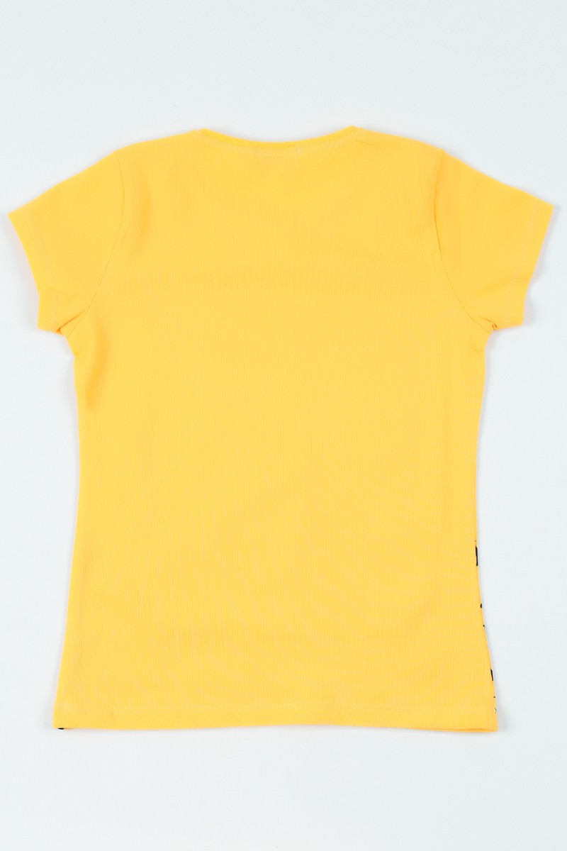 Sarı (8-12 yaş) Kız Baskılı Kız Çocuk Tişört 107871