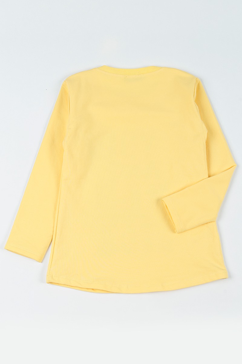 Sarı (8-14 Yaş)Taşlı İçi Şardonlu Kız Çocuk Sweatshirt 92790