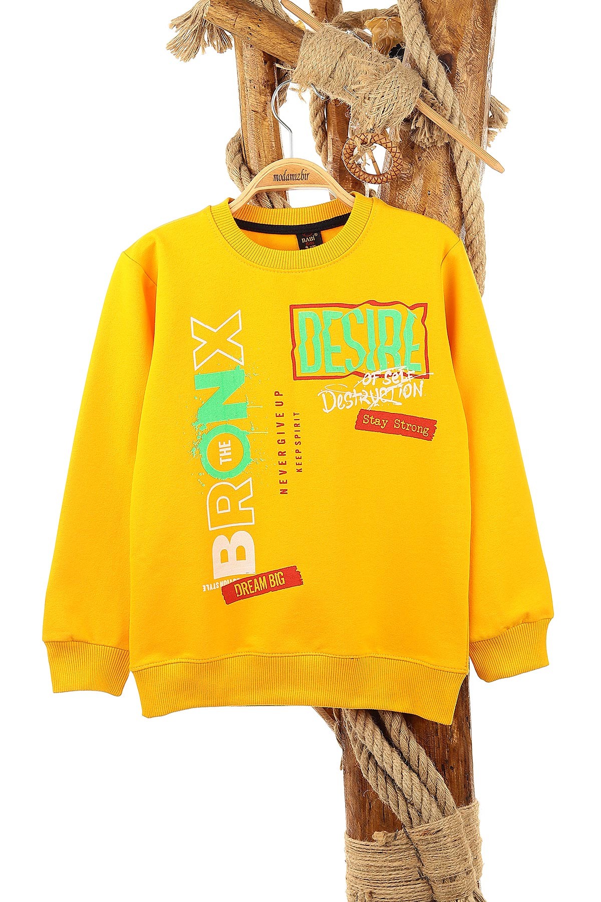 Sarı (9-12 Yaş) Bronx Desire Baskılı Erkek Çocuk Sweat 150941