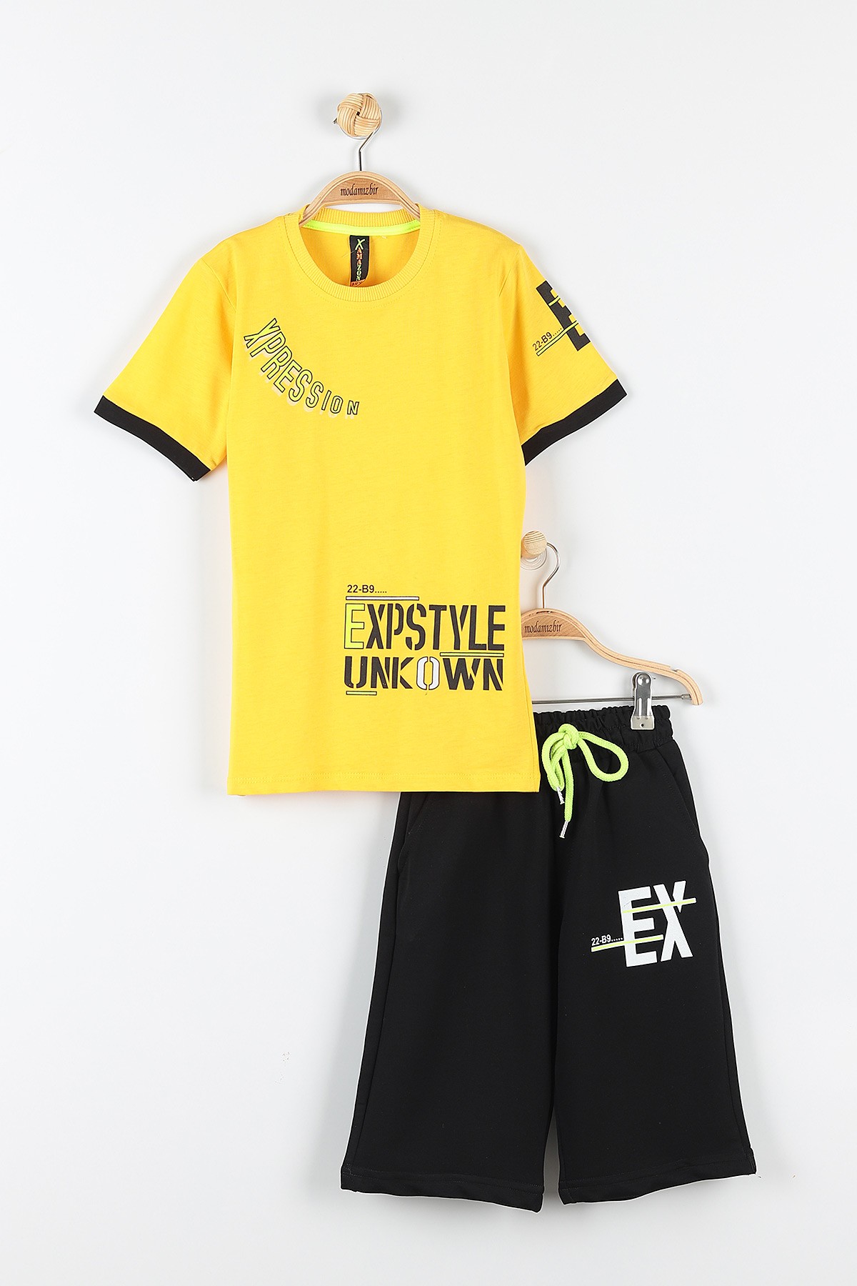 Sarı (9-12 Yaş) Expstyle Baskılı Cep Detaylı Erkek Çocuk Takım 177434