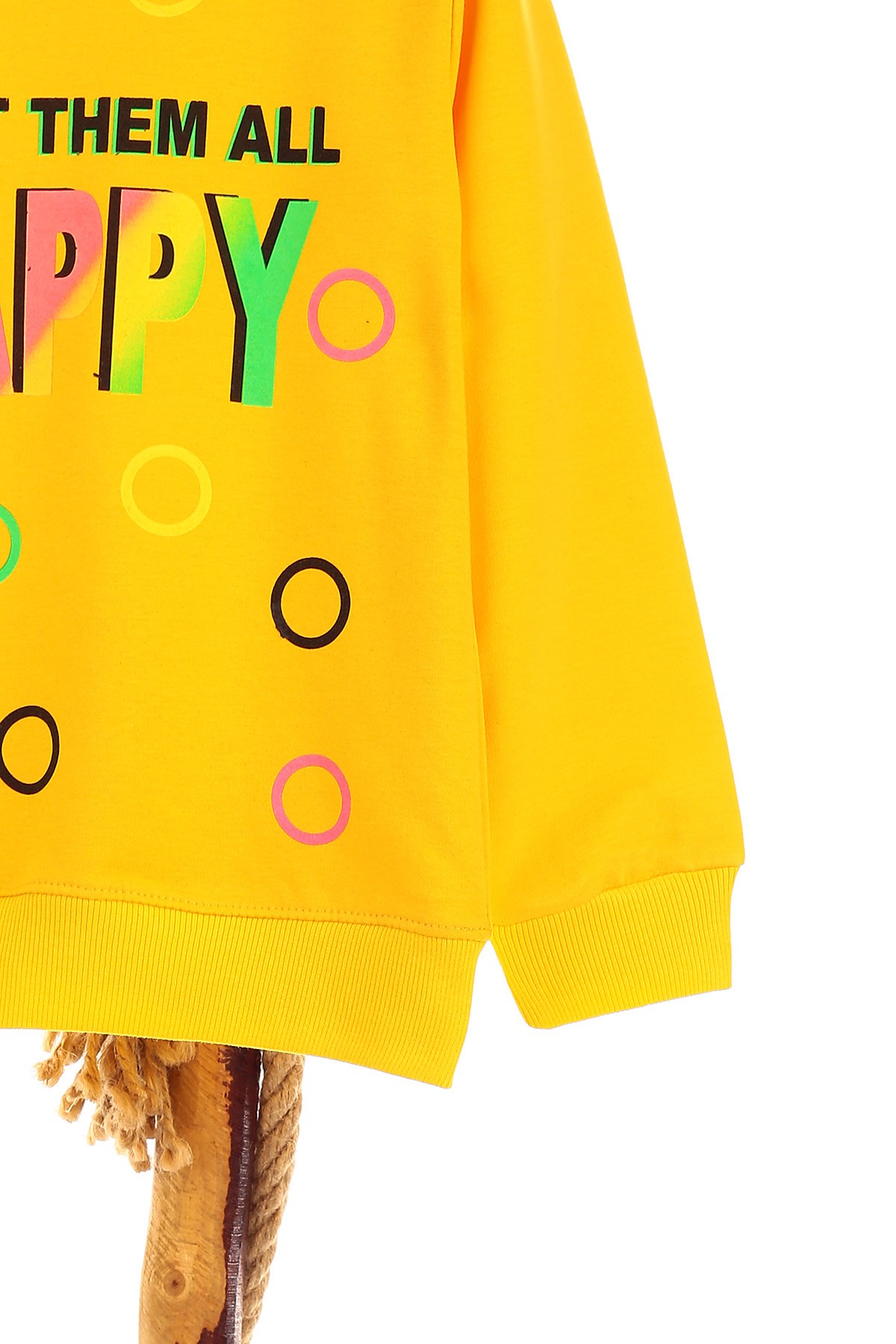 Sarı (9-12 Yaş) Happy Baskılı Kız Çocuk Sweat 150984
