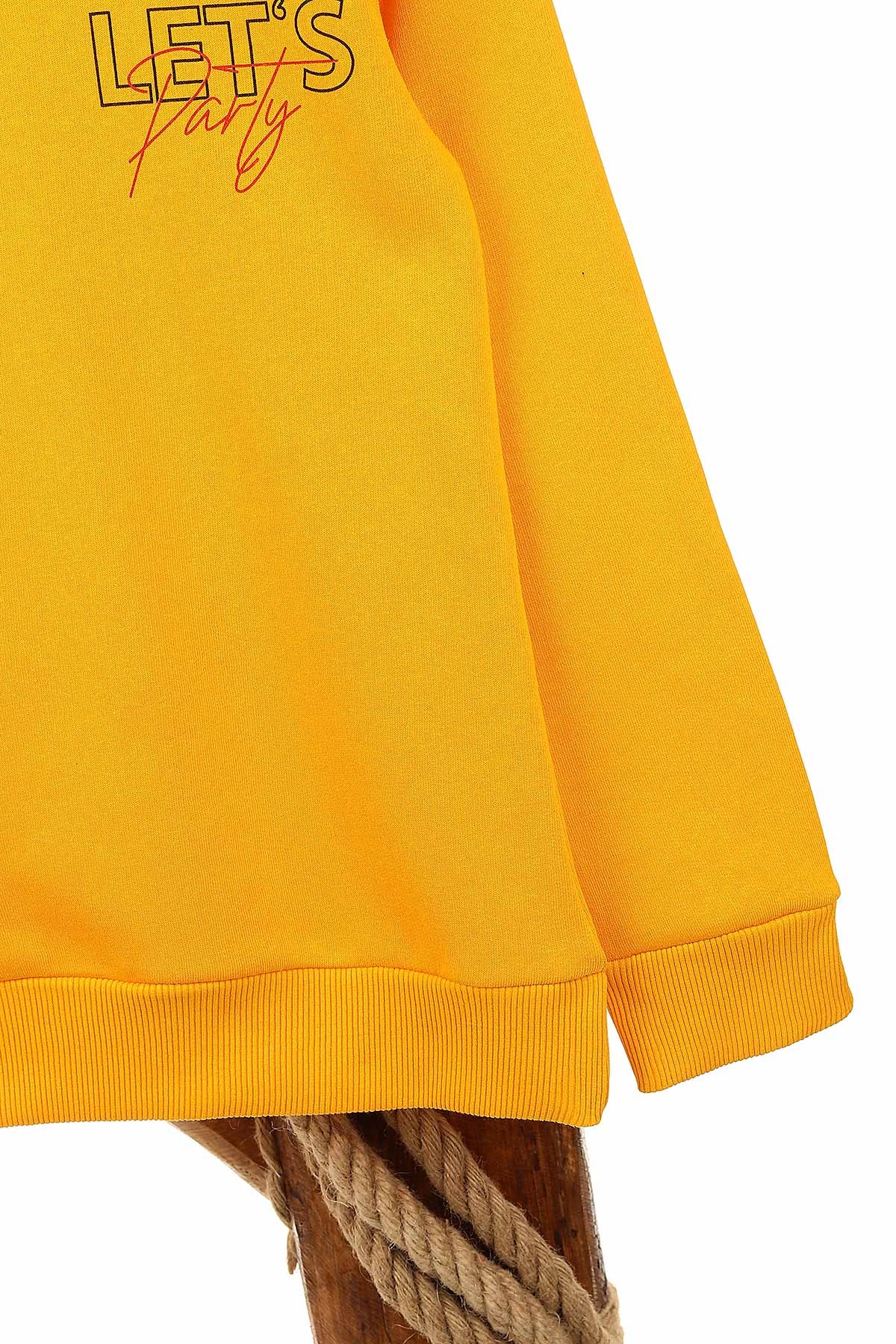 Sarı (9-12 Yaş) Let'S Party Baskılı Üç İp Şardonlu Erkek Çocuk Sweat 154245
